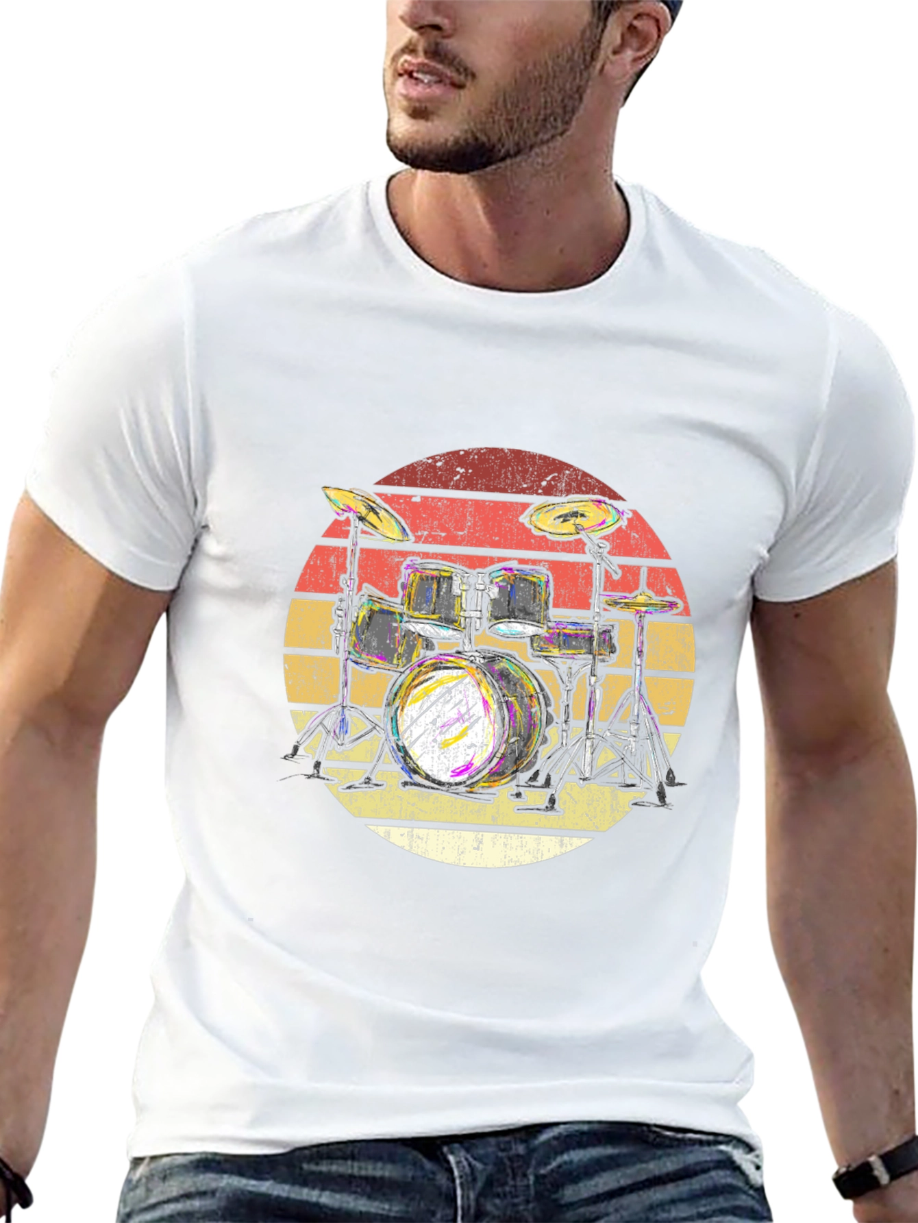 Retro Drum Kit T-Shirt - Musician Graphic Tee