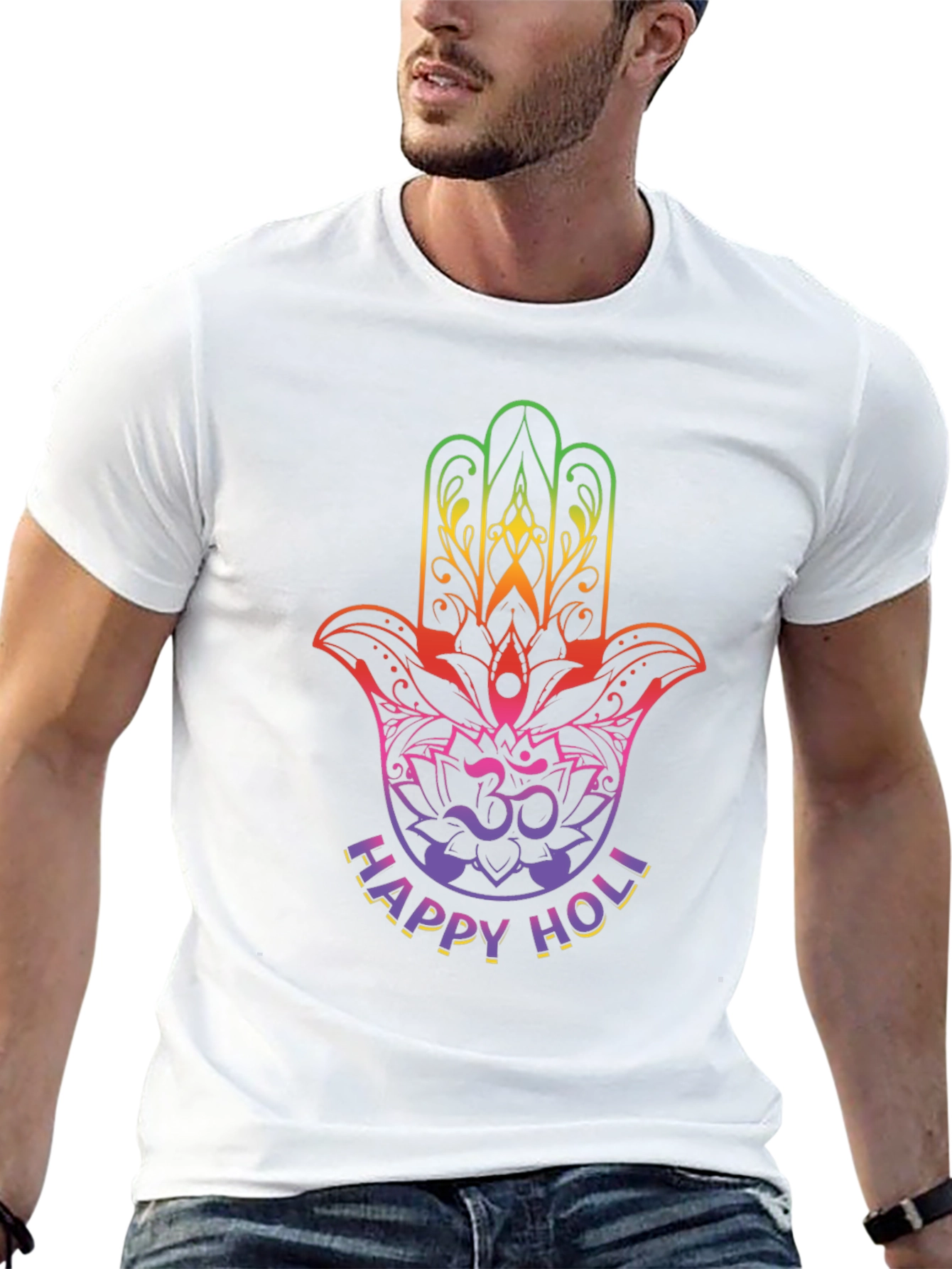 Happy Holi Hamsa Hand Graphic Tee