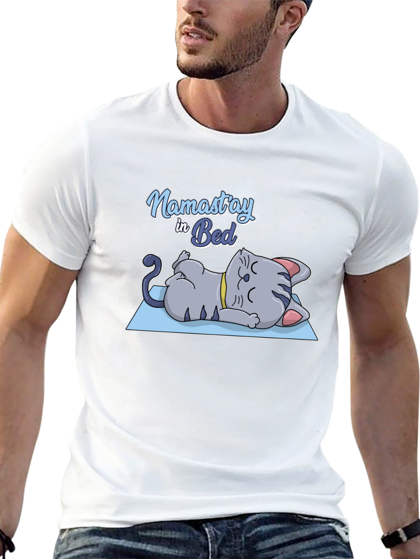 Namastay in Bed Cat Yoga T-Shirt