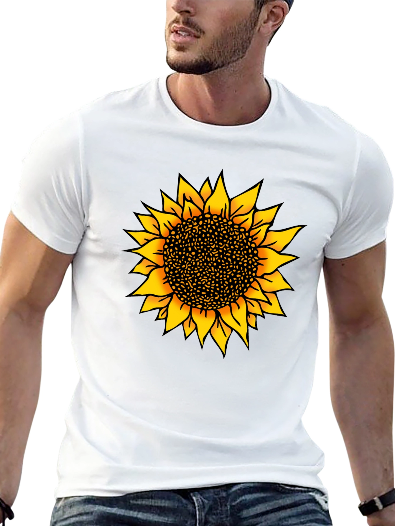 Sunflower Graphic Print Black T-Shirt