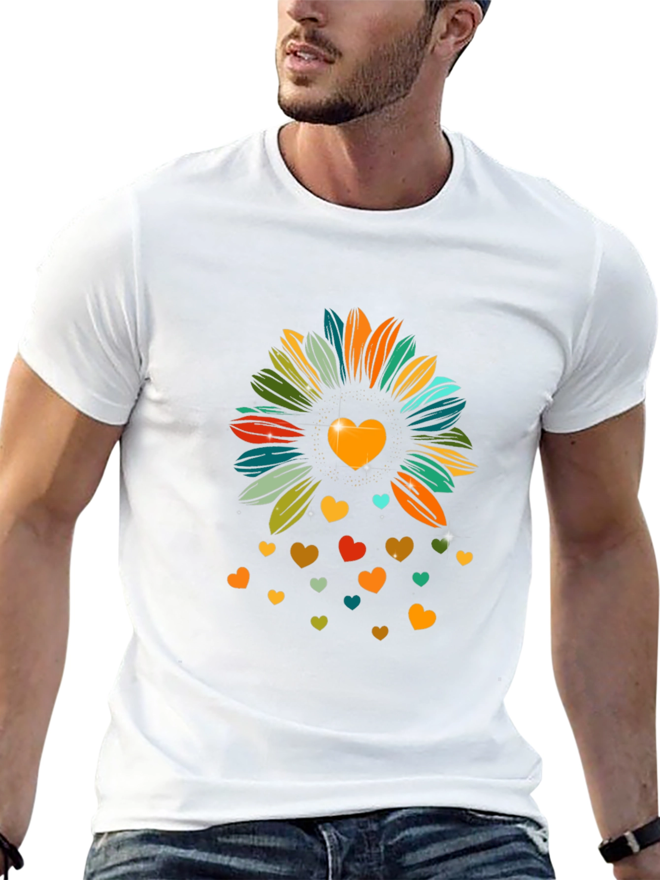 Heart Sunflower Graphic Tee