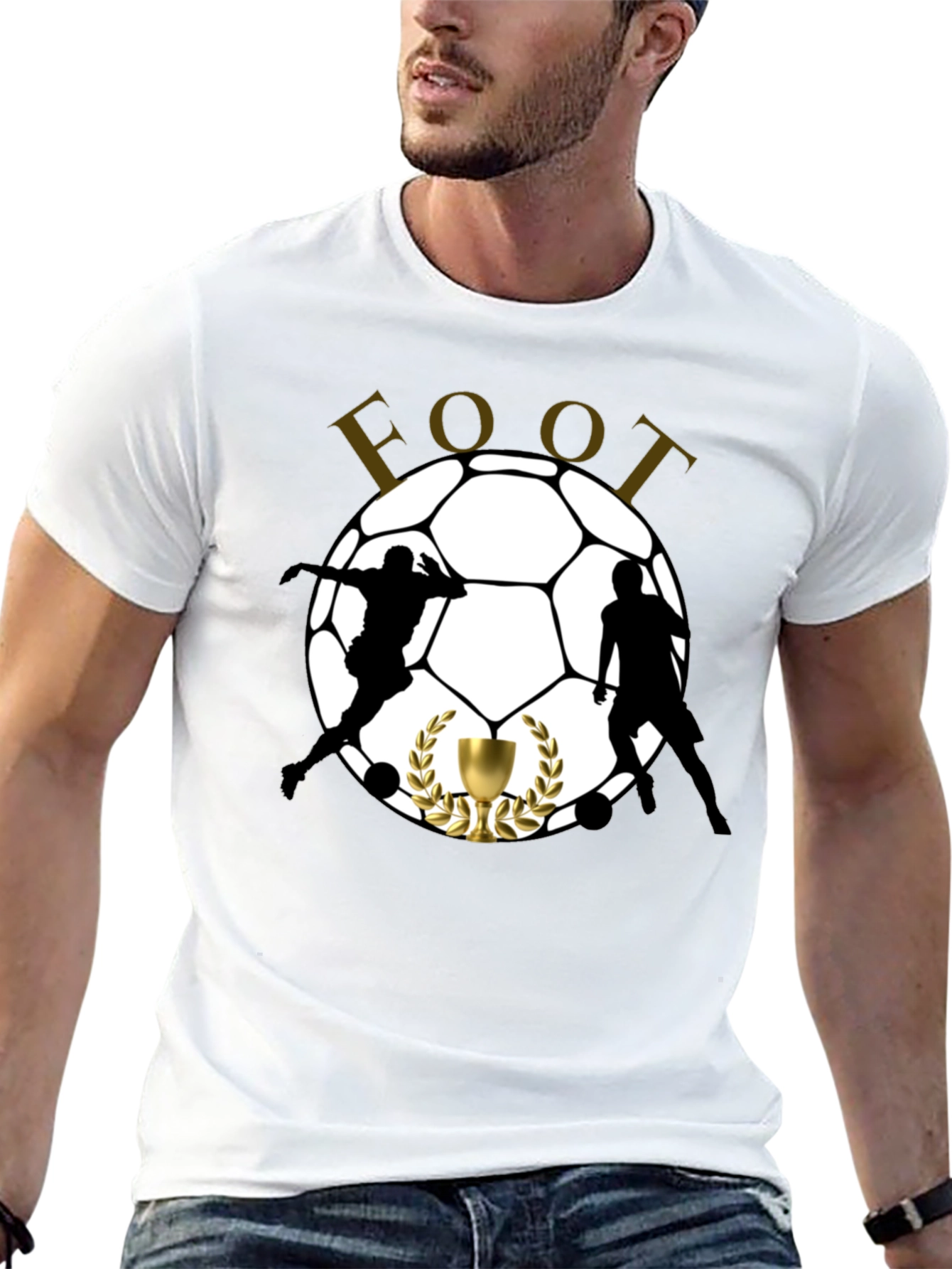 Mens Black Soccer Graphic T-Shirt