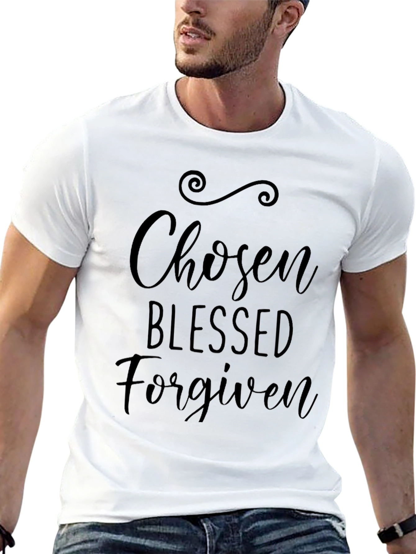 Chosen Blessed Forgiven Black Tee