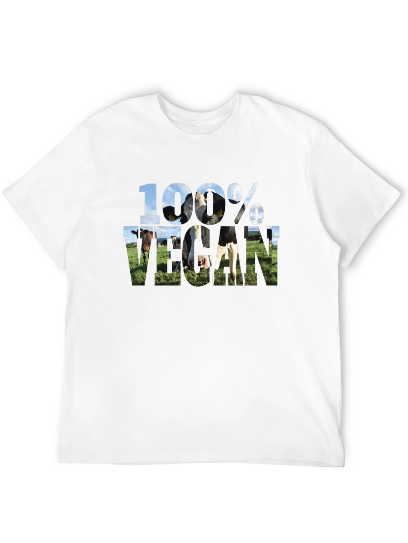 100% Vegan Cow Graphic Black T-Shirt