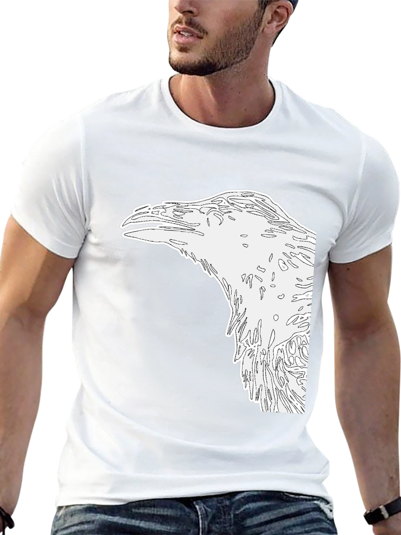 Raven Graphic Tee - Mens Black Cotton Shirt
