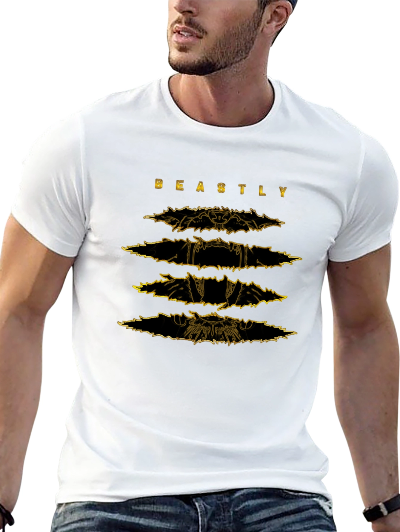 Beastly Graphic Print Mens Black T-Shirt