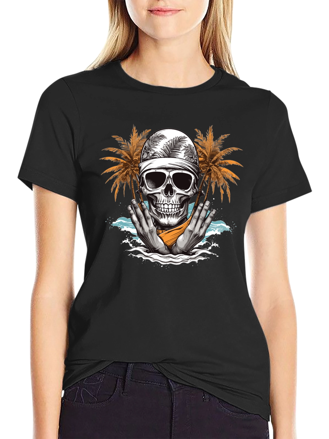Skull Palm Beach Graphic Tee