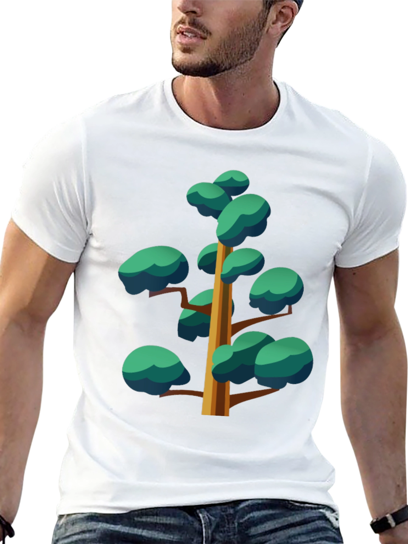 Cartoon Tree Graphic Black Tee