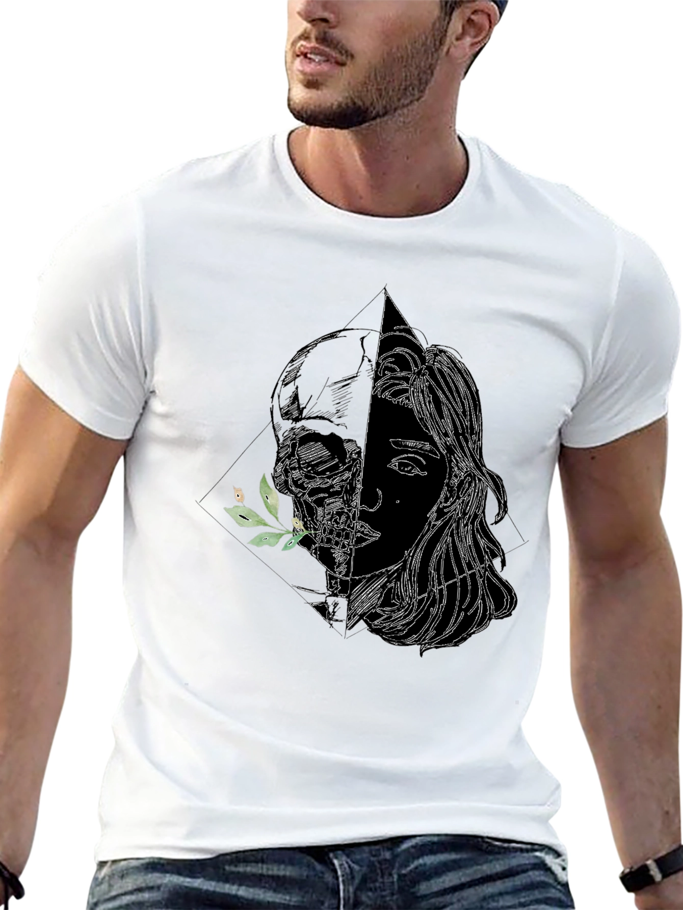 Skull & Girl Graphic Black T-Shirt