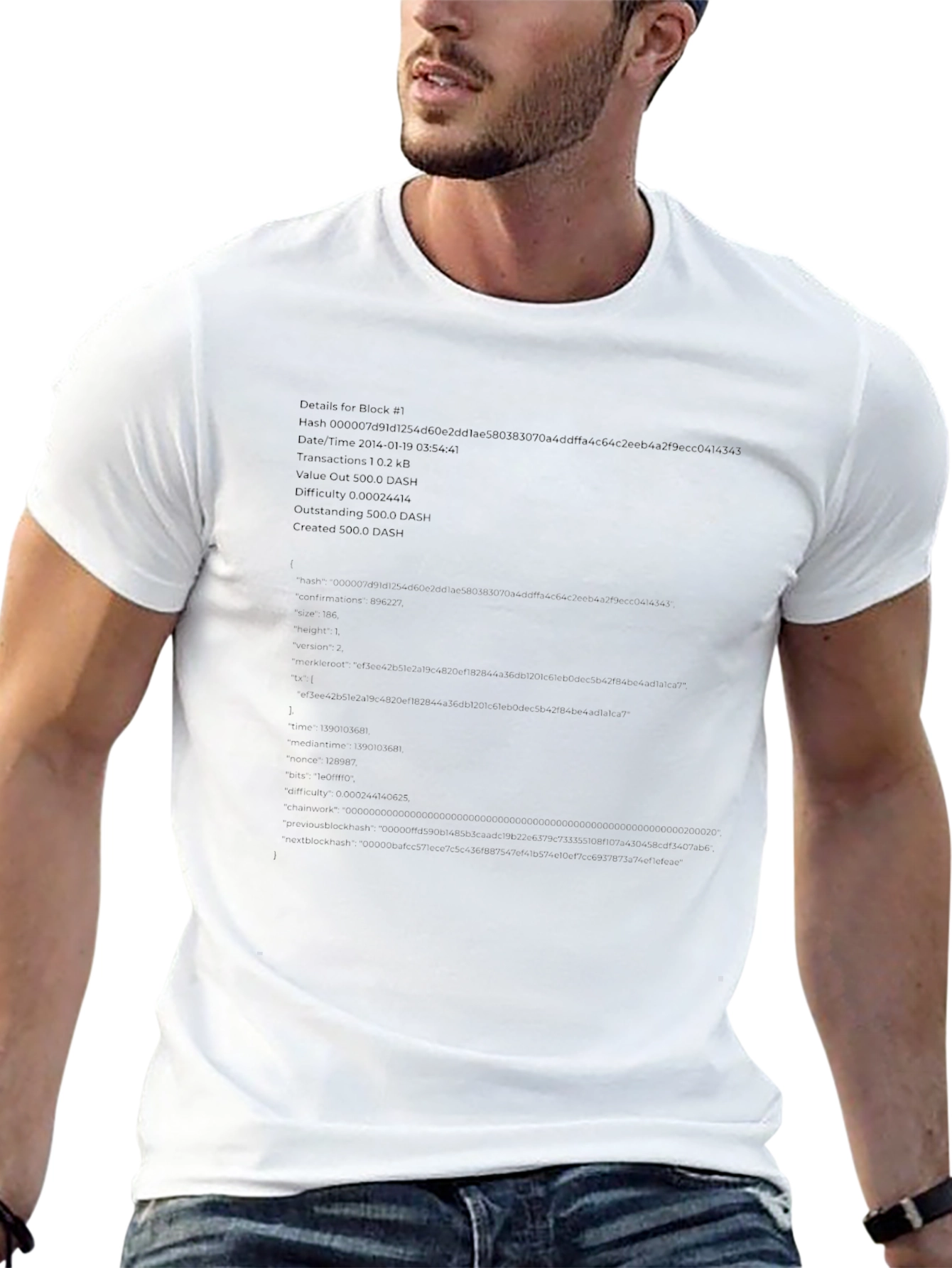 Black T-Shirt with Blockchain Details