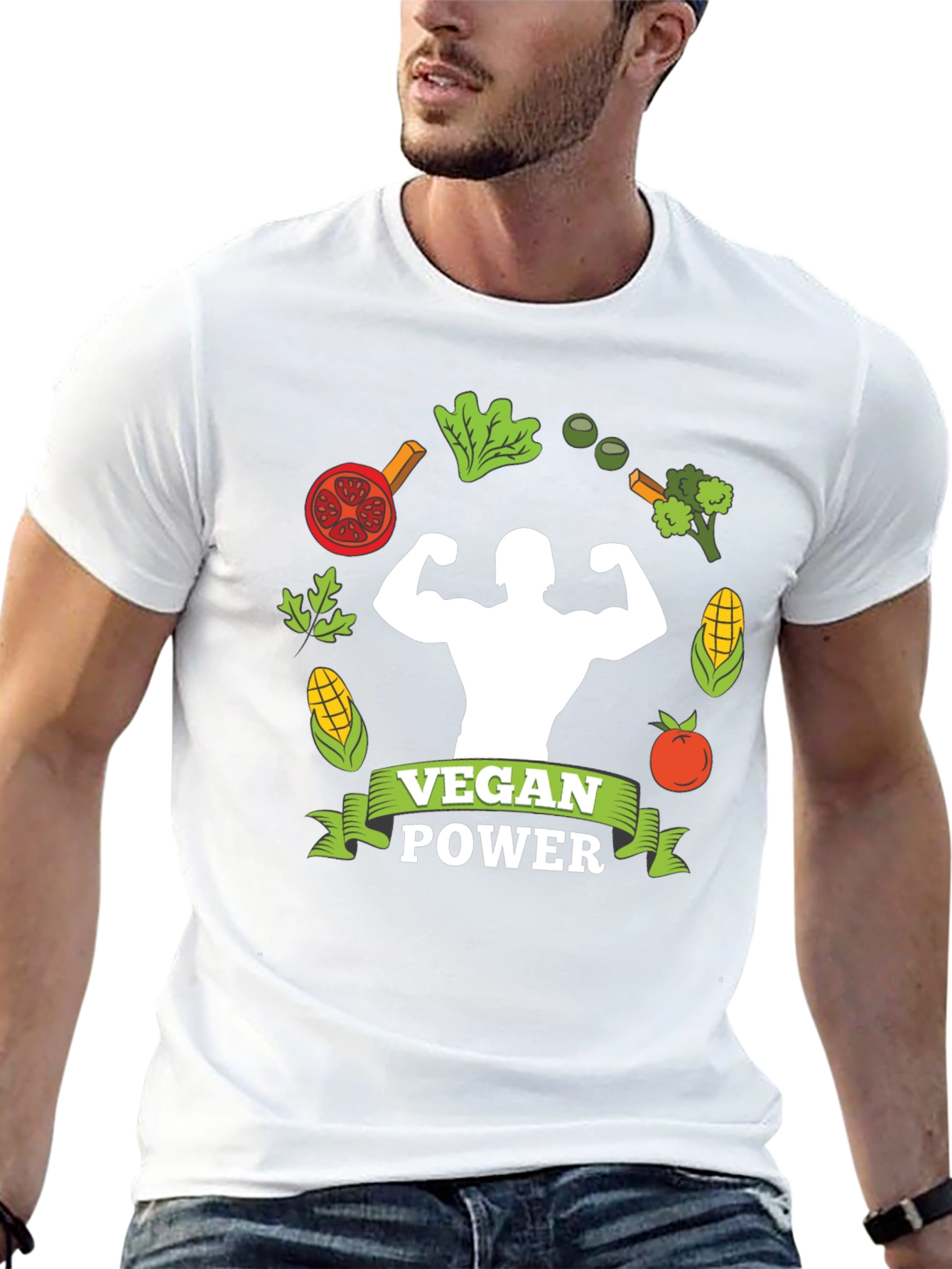 Vegan Power T-Shirt: Muscle & Plant-Based Design