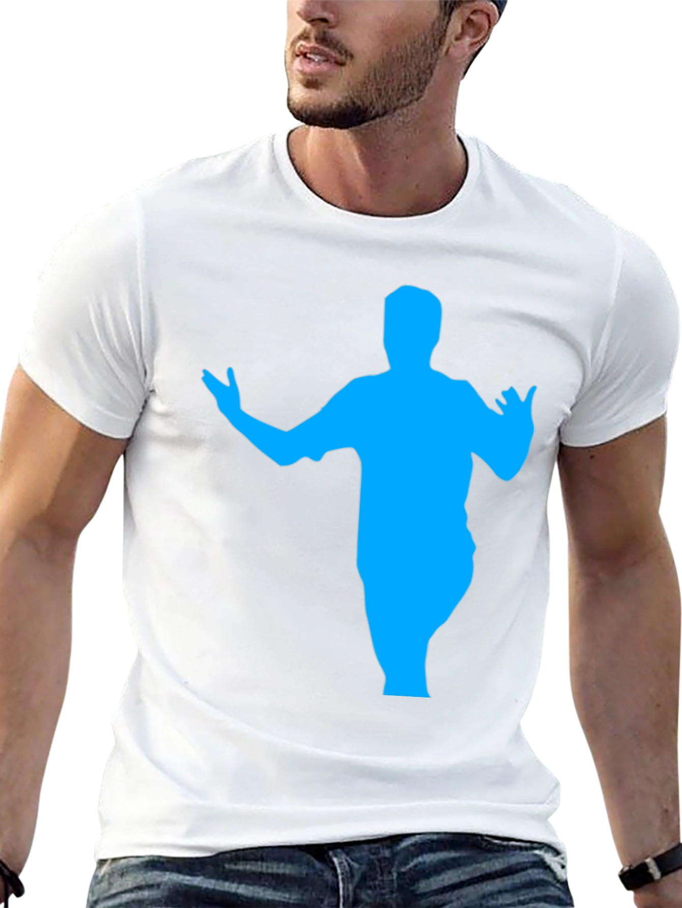 Silhouette Graphic Tee - Bold Blue Design on Black