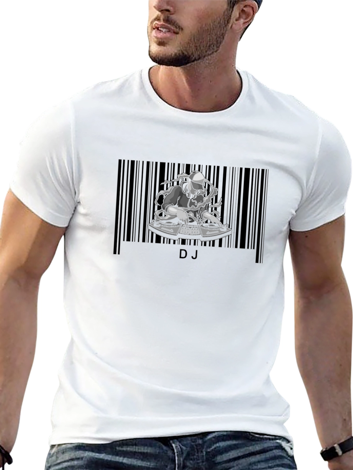 DJ Barcode Graphic Tee - Cool Music Lover T-Shirt