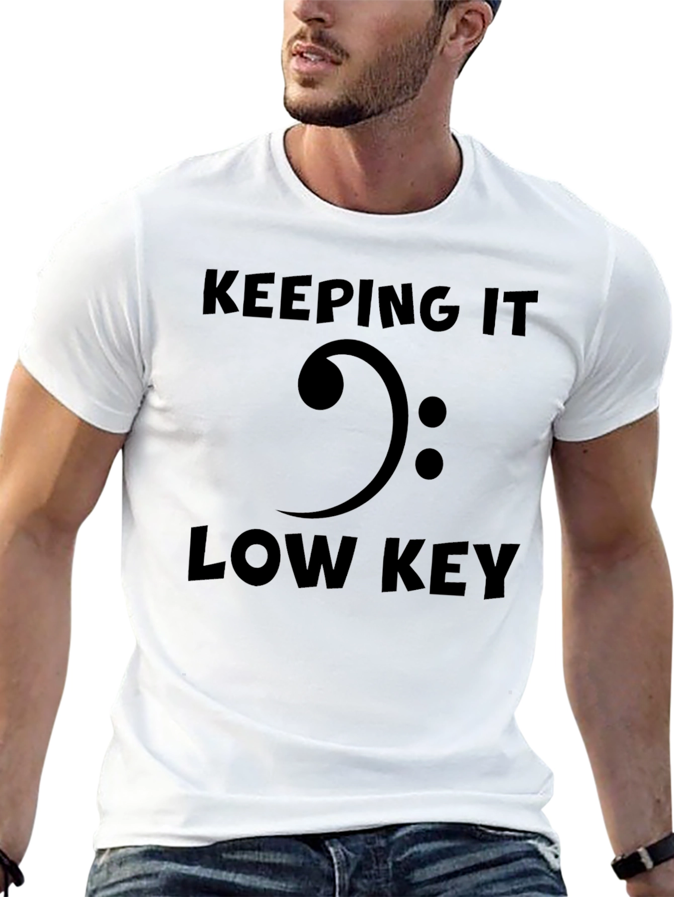 Keeping it Low Key Bass Clef Black Graphic Tee