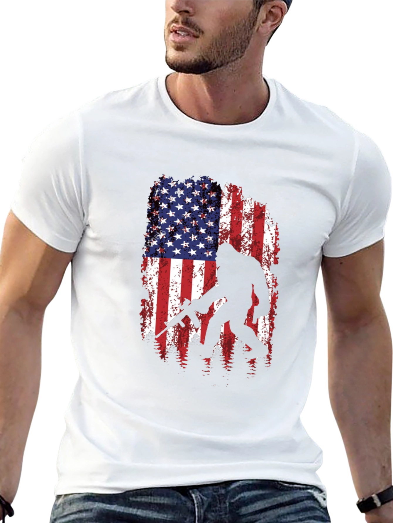 American Flag Bigfoot AR-15 T-Shirt