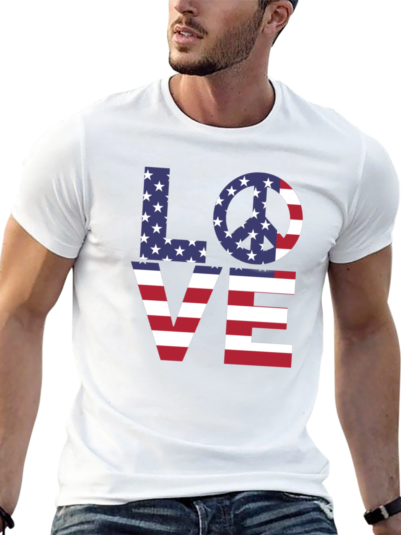 Patriotic Love Graphic T-Shirt - USA Pride Tee