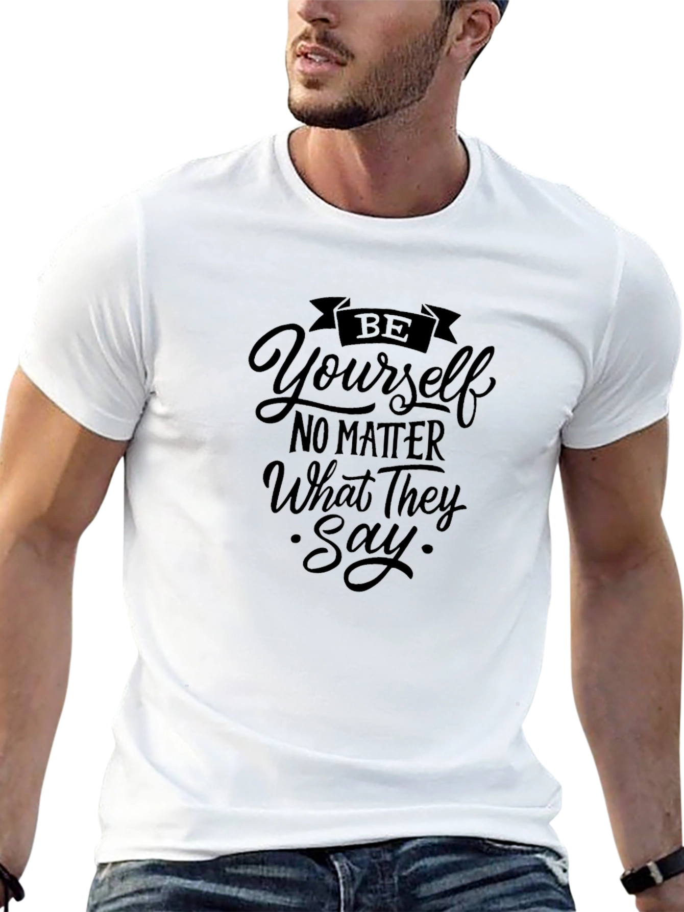 Be Yourself Graphic Tee - Black Cotton Blend