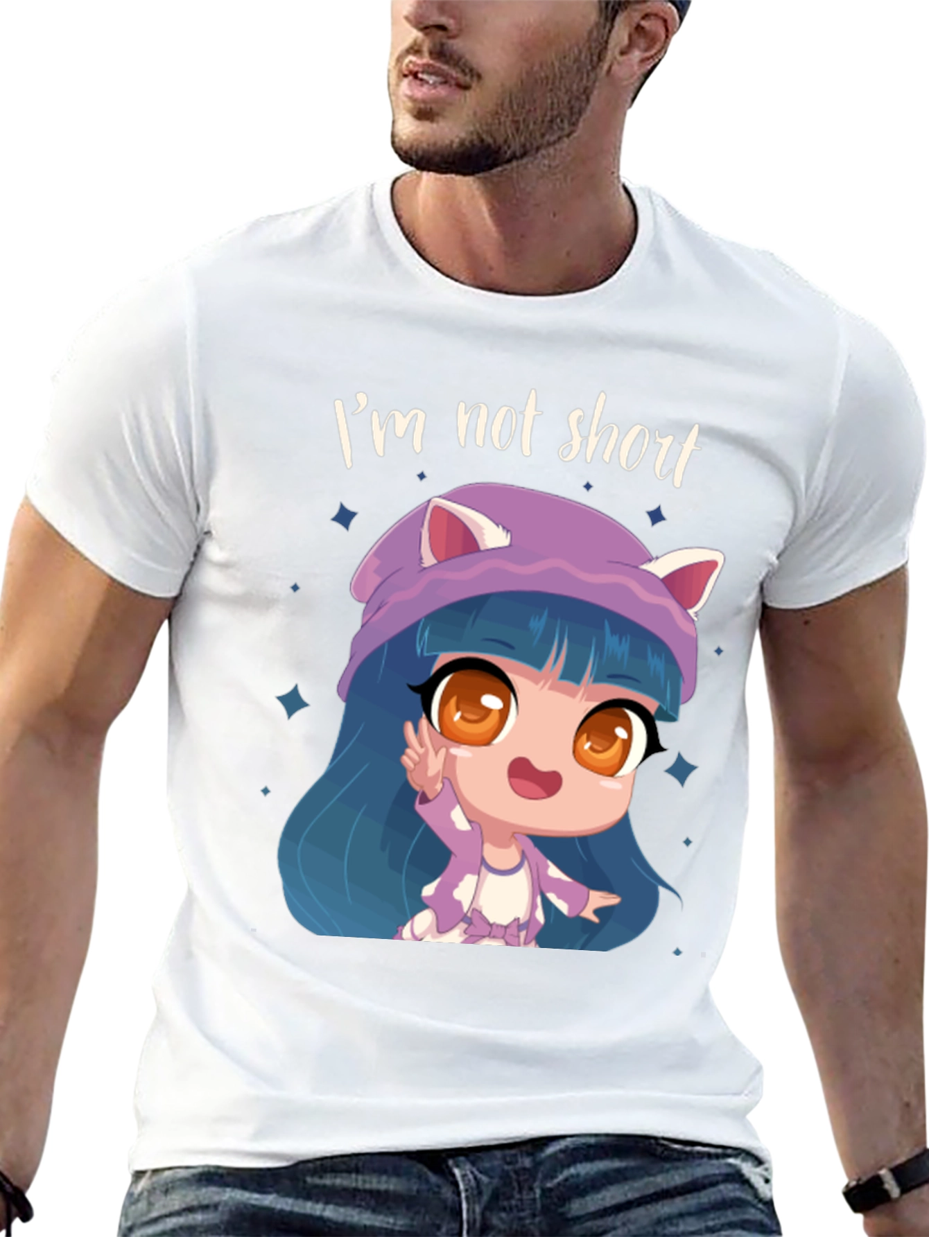 Im Not Short Cartoon Girl Graphic T-Shirt