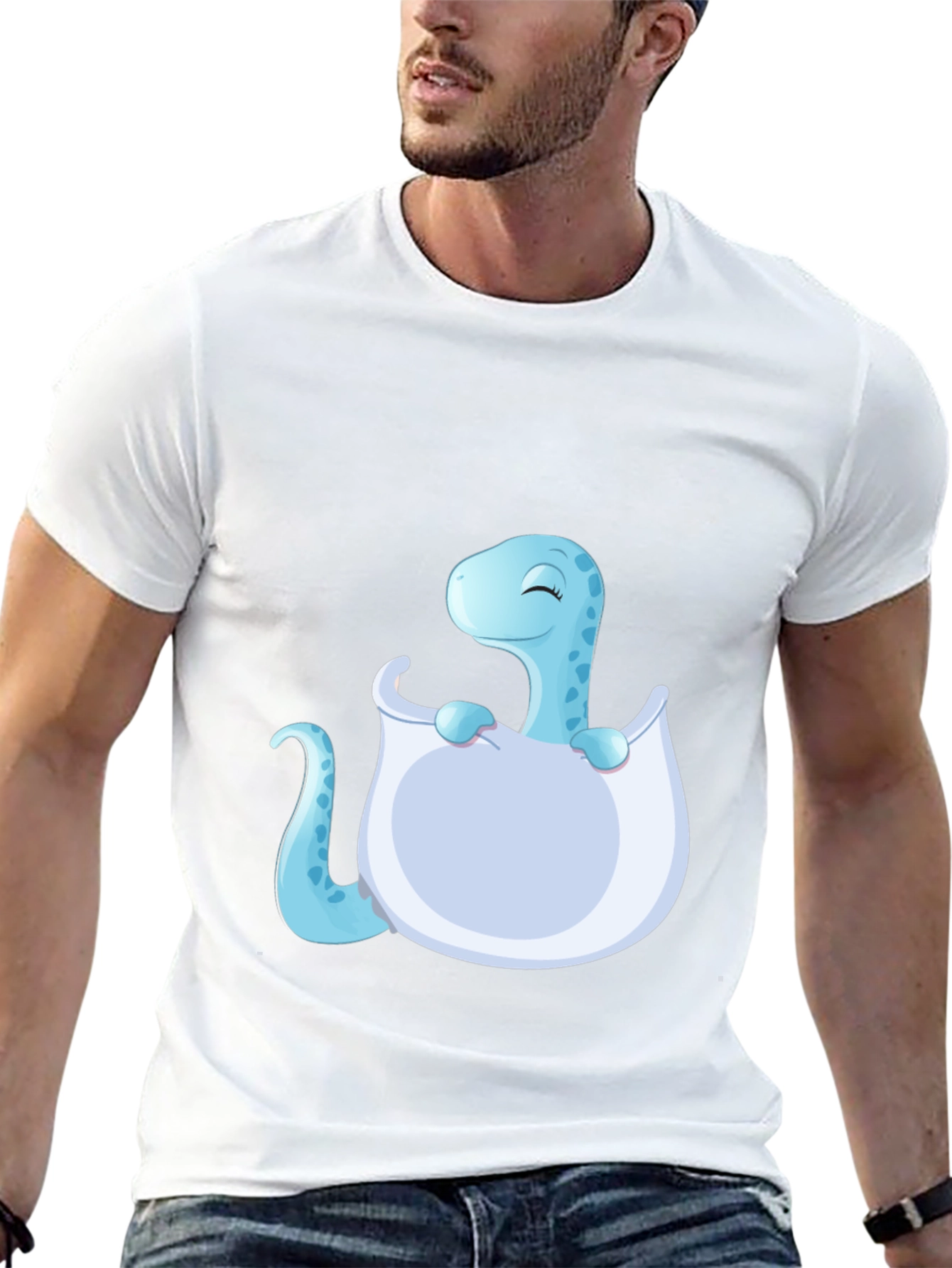 Cute Baby Dino Hatching Black T-Shirt