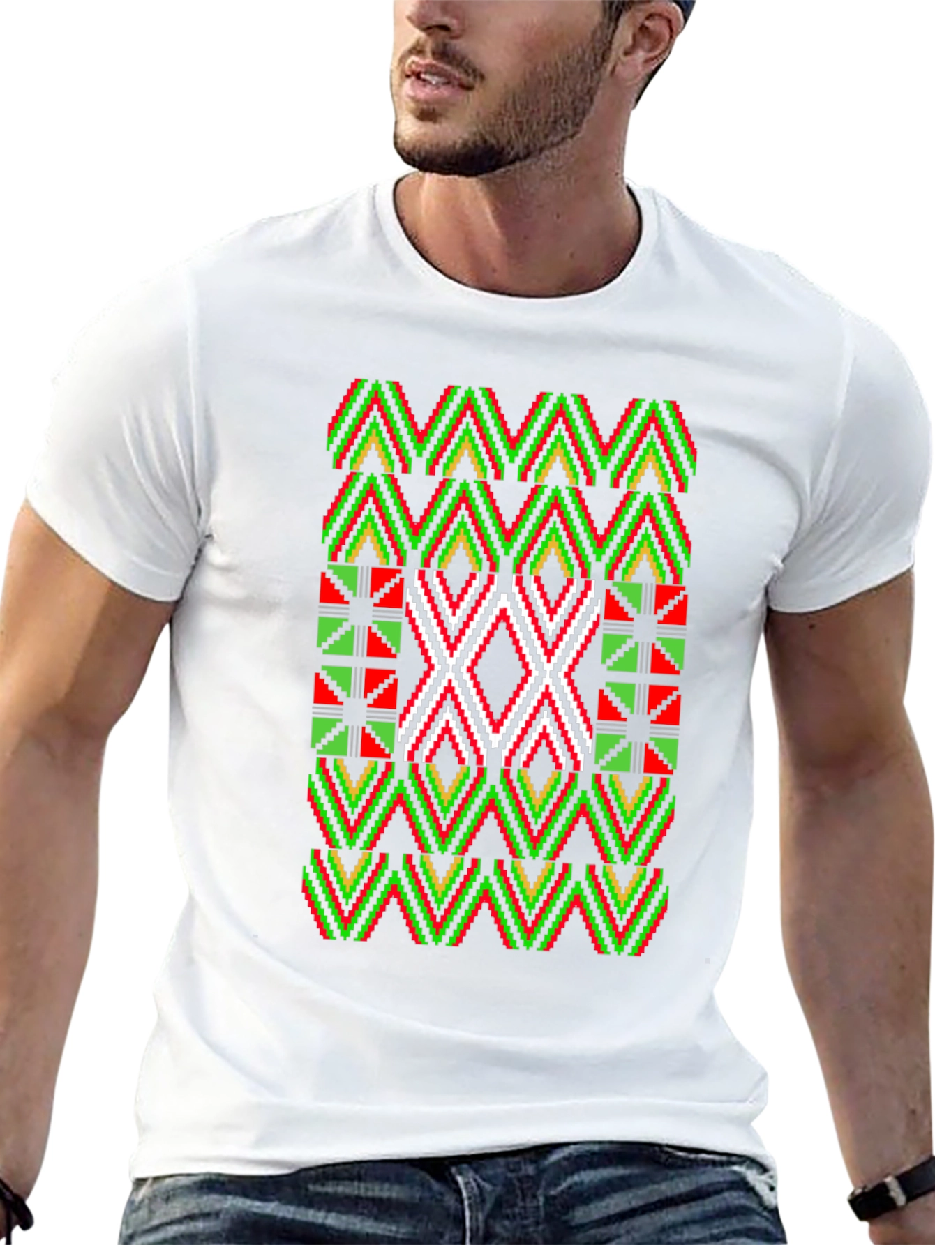 Geometric African Pattern T-Shirt - Black