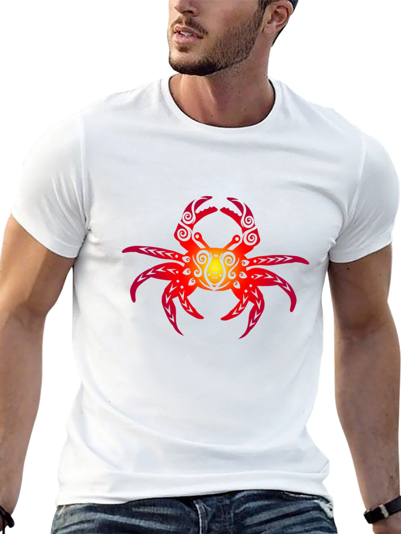 Tribal Crab Graphic Black T-Shirt