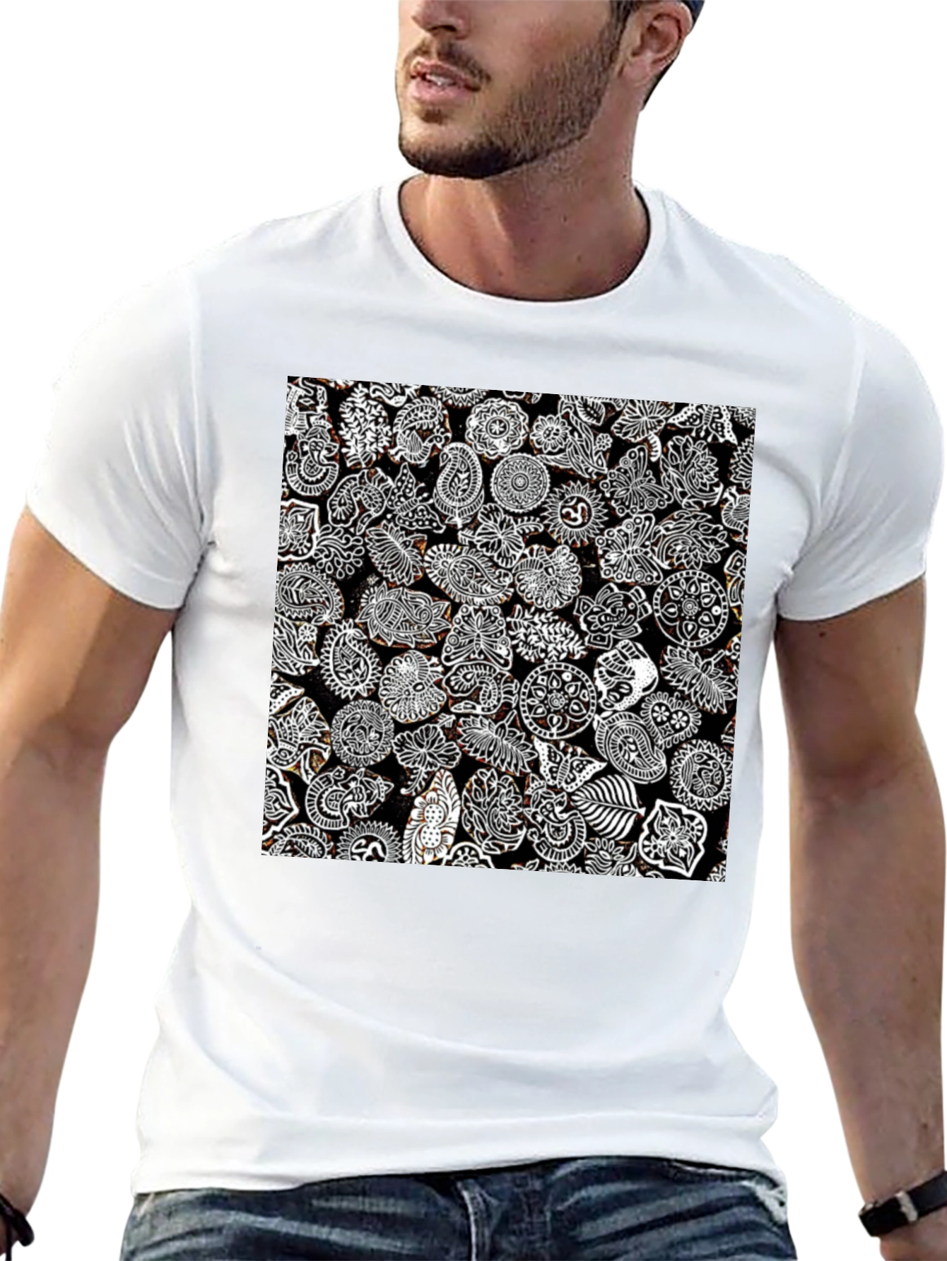 Paisley Print Black Tee