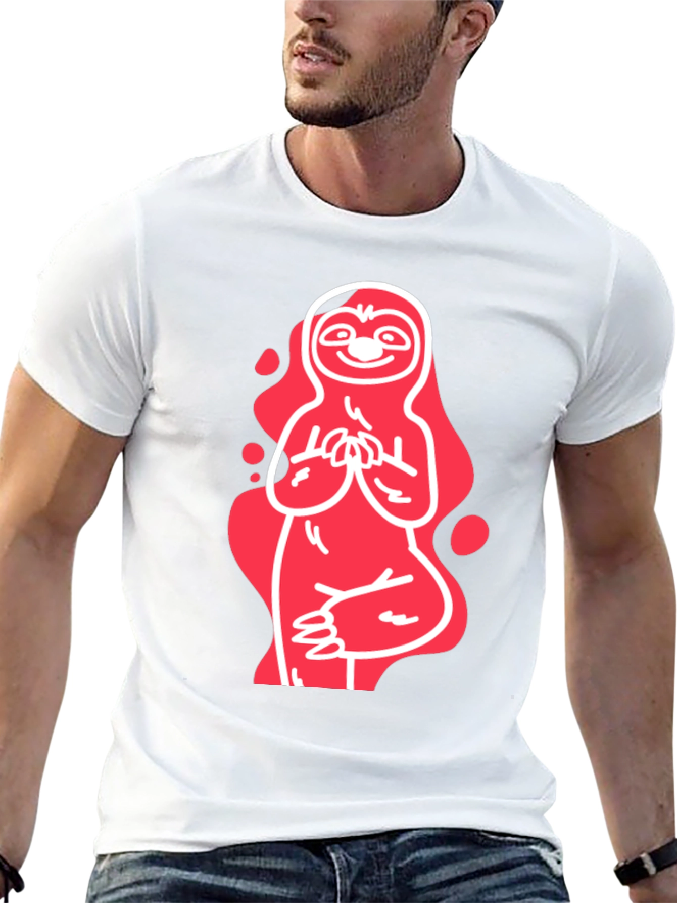 Yoga Sloth Graphic Tee - Relaxed Fit Black T-Shirt