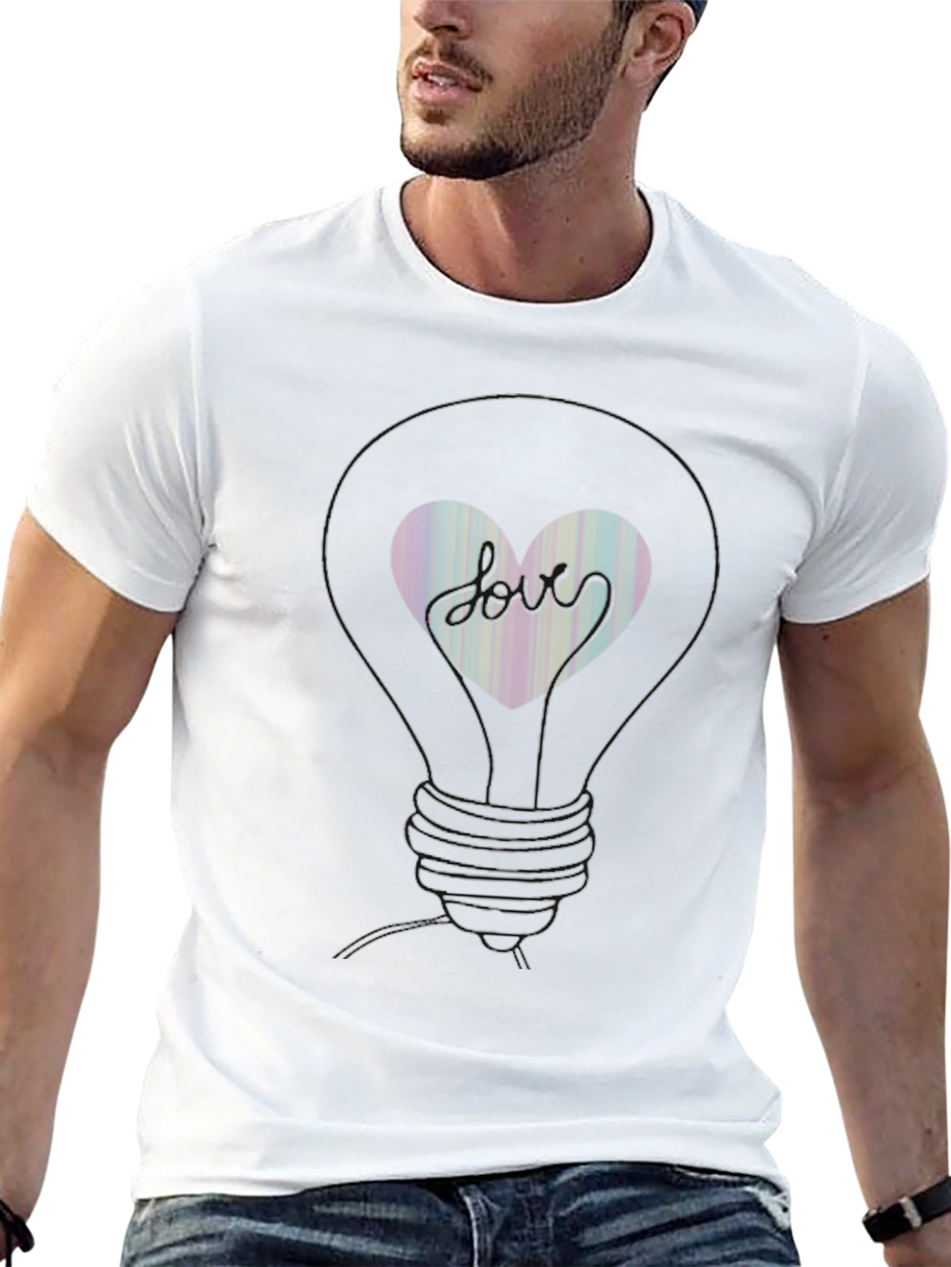 Love Heart Lightbulb Graphic Tee - Trendy Black T-Shirt