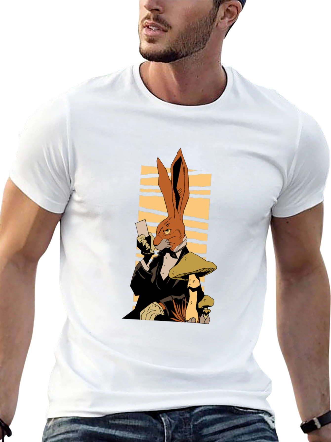Rabbit in Tuxedo Black T-Shirt