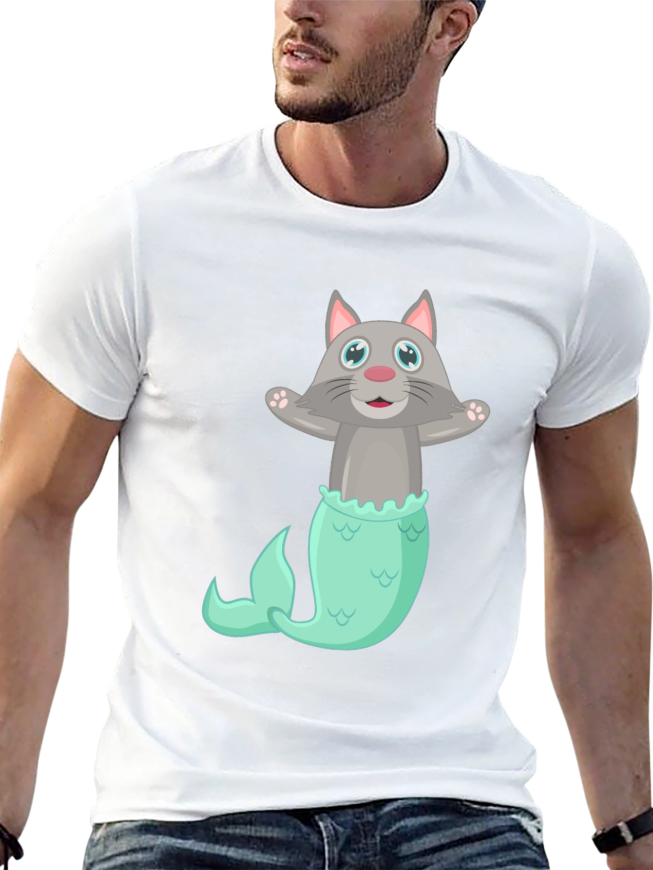 Cat Mermaid T-Shirt - Funny Graphic Tee