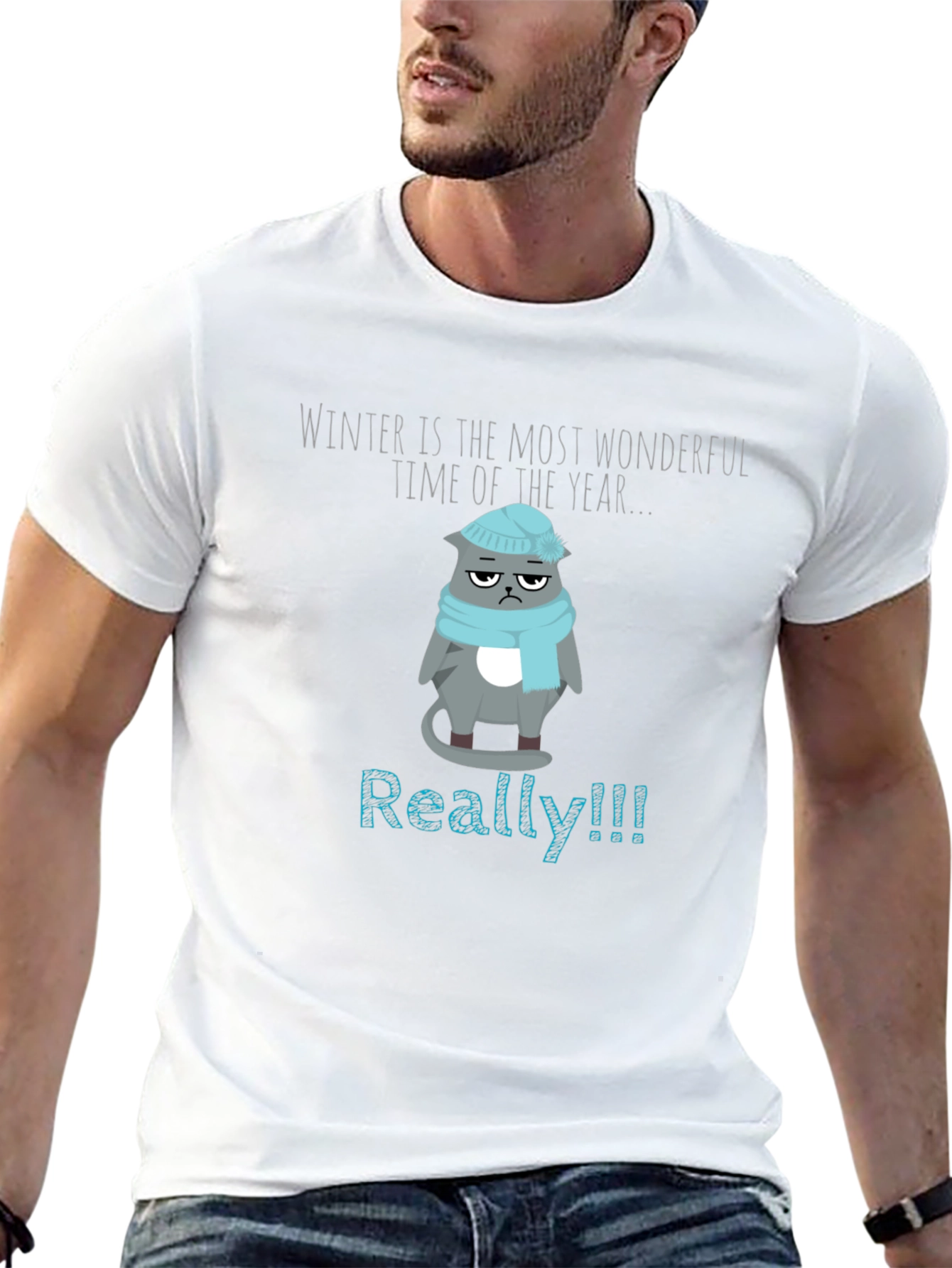 Winter Grumpy Cat T-Shirt - Funny Novelty Tee