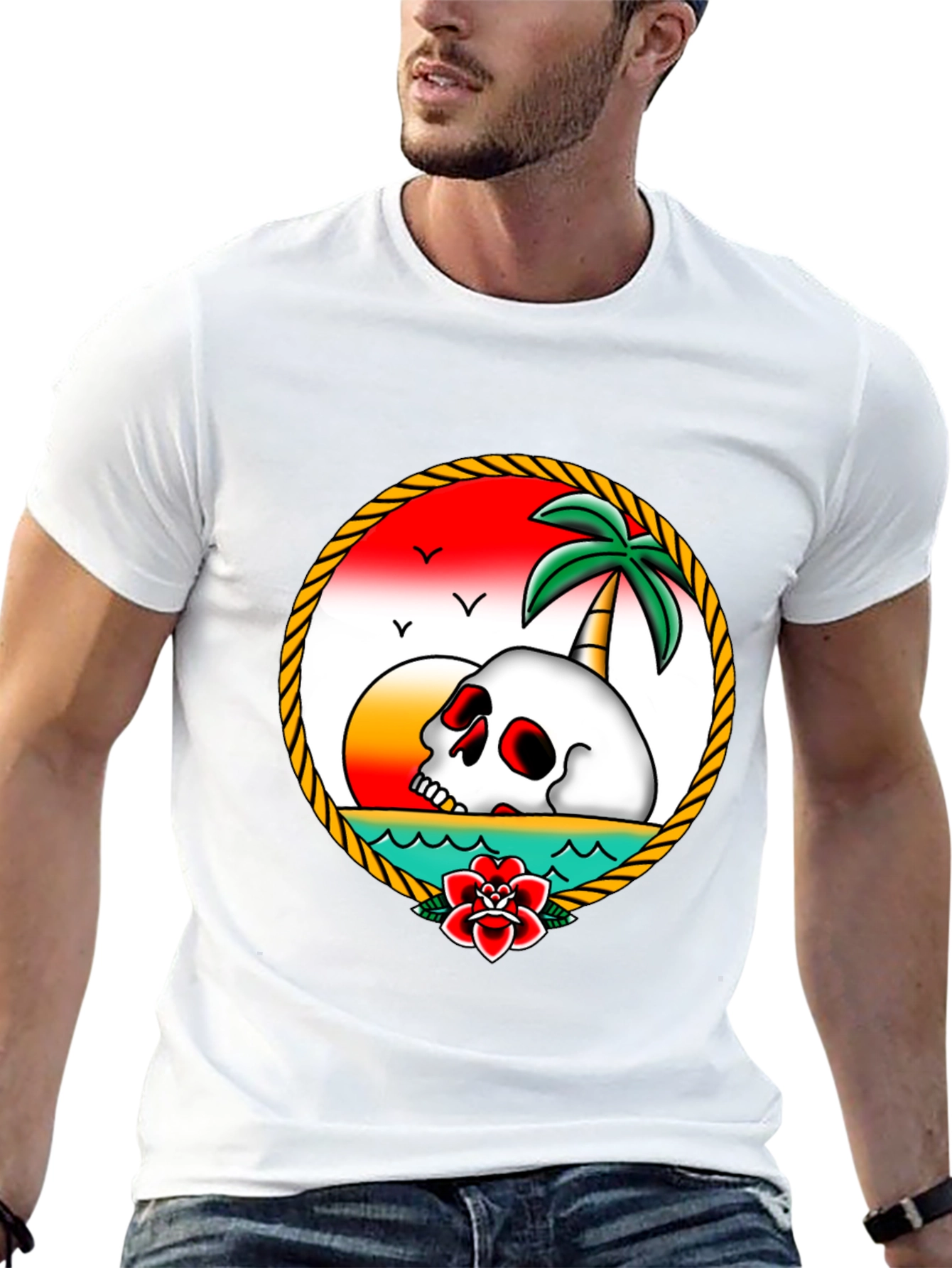 Skull Island T-Shirt - Retro Tropical Design