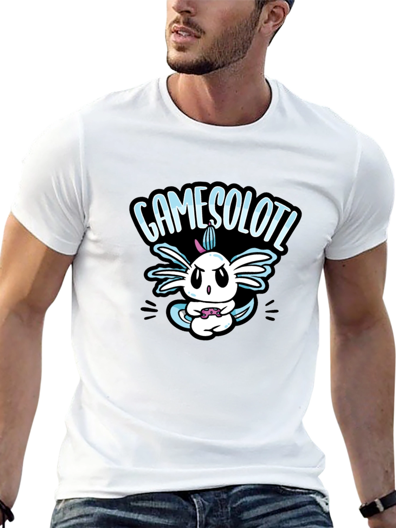 GAMESOLOTL Black Cotton Graphic T-Shirt