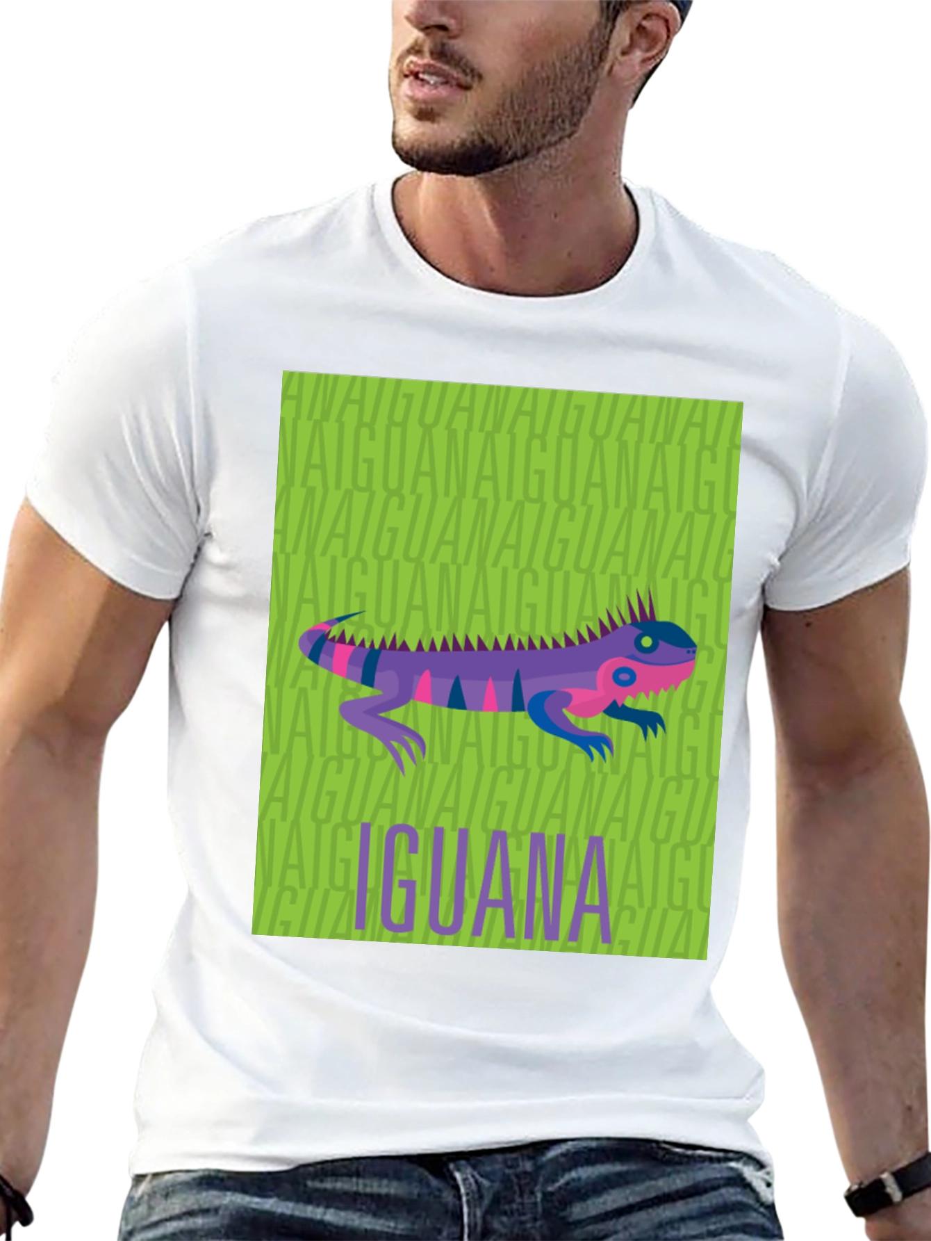 Iguana Graphic Print Black T-Shirt