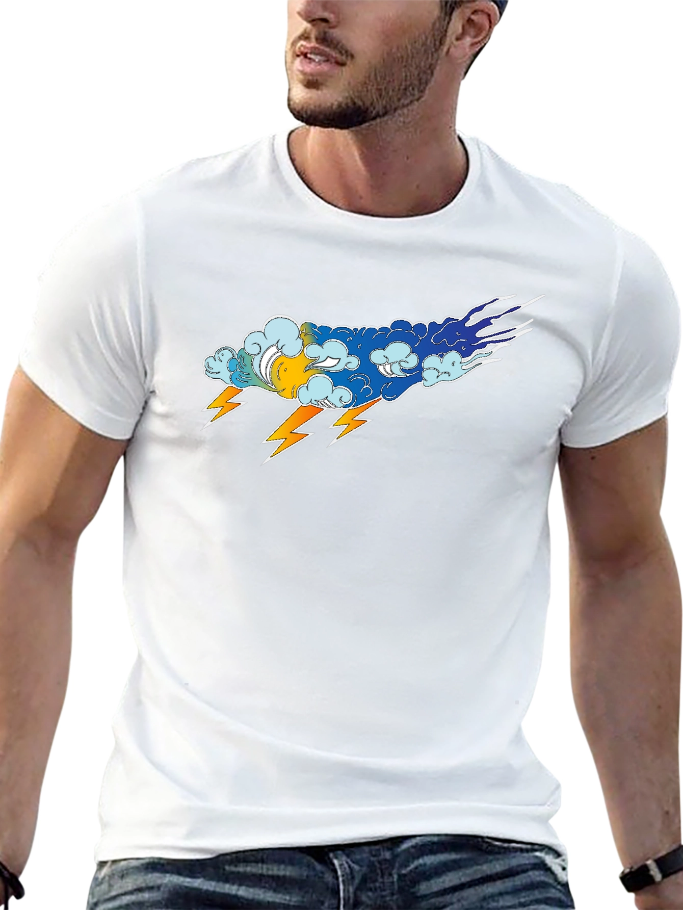 Stormy Weather Graphic Tee - Bold Lightning Design