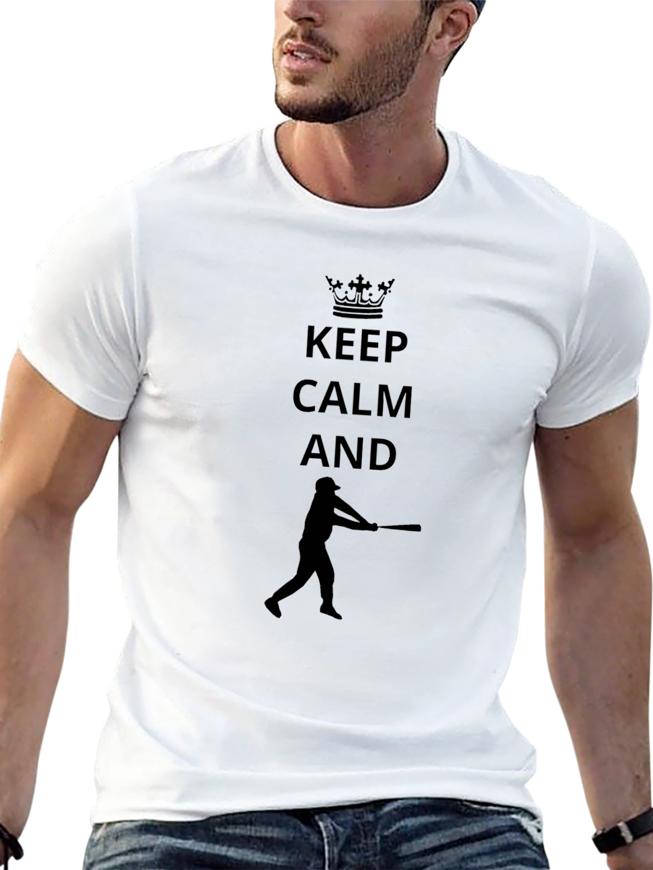 Keep Calm Baseball Player Black T-Shirt