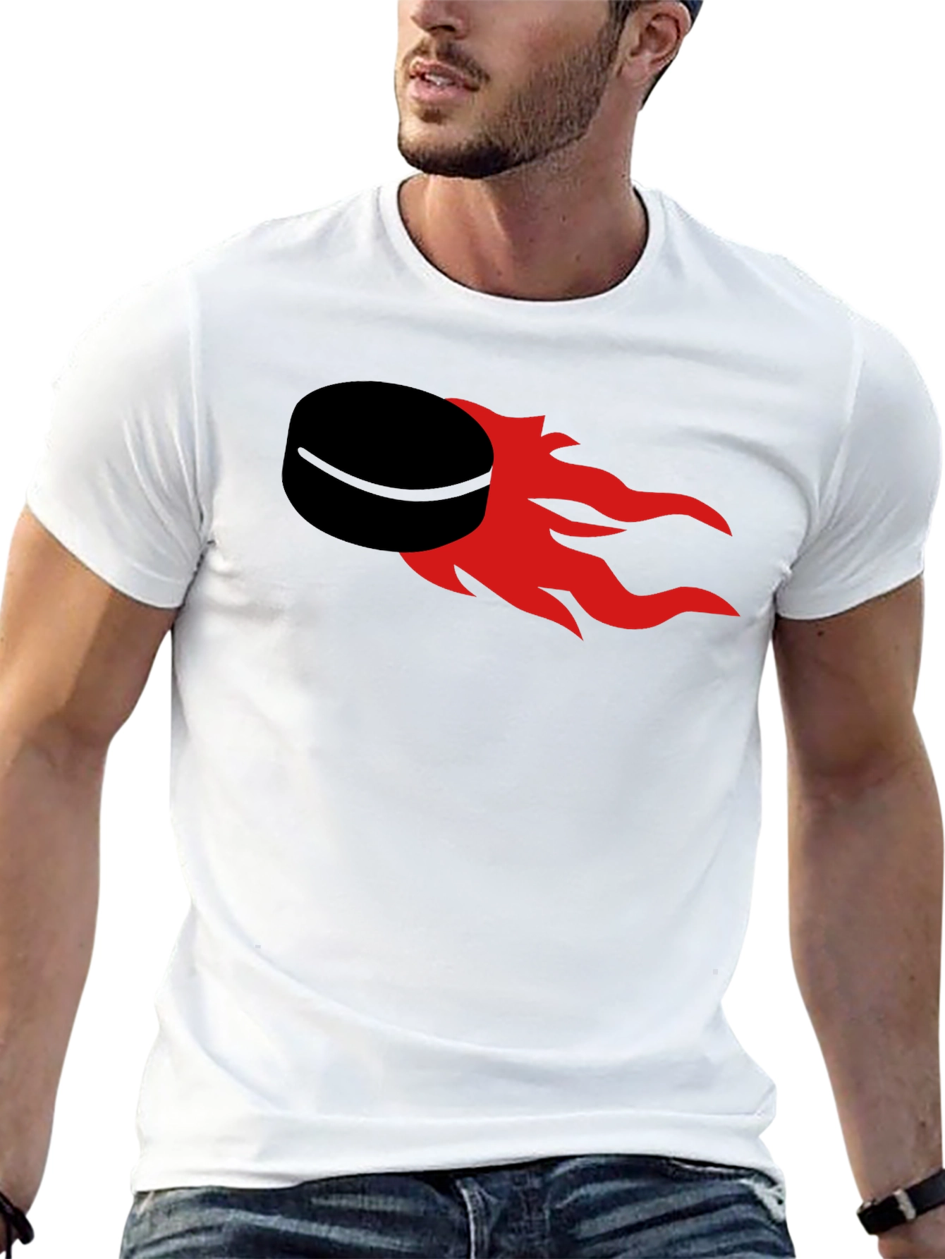 Flaming Puck Graphic T-Shirt - Hockey Fan Apparel