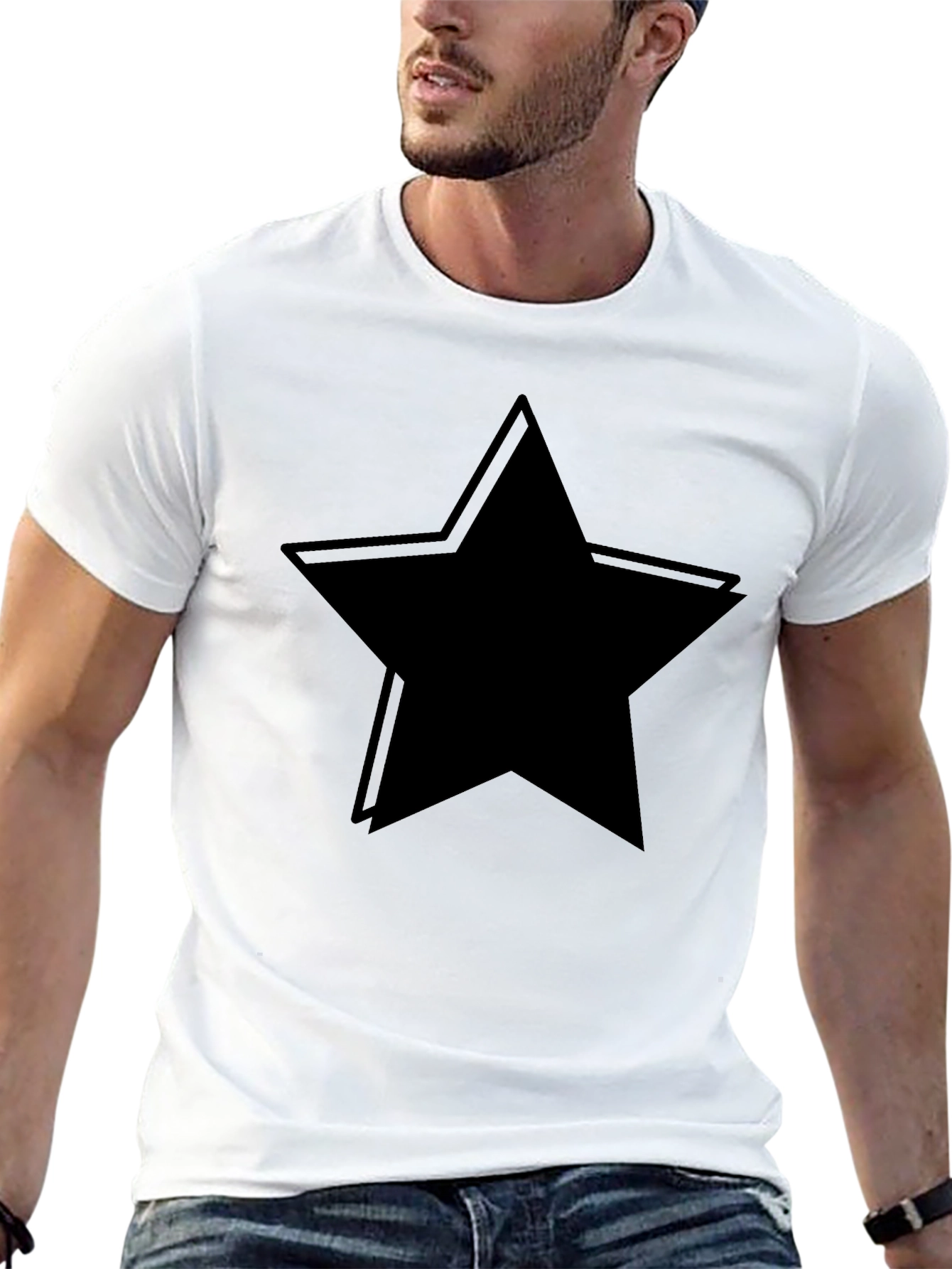 Black Star Graphic Tee - Mens Casual T-Shirt