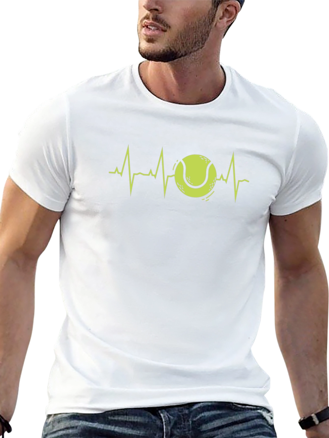 Tennis Heartbeat Graphic Tee - Black Cotton Shirt