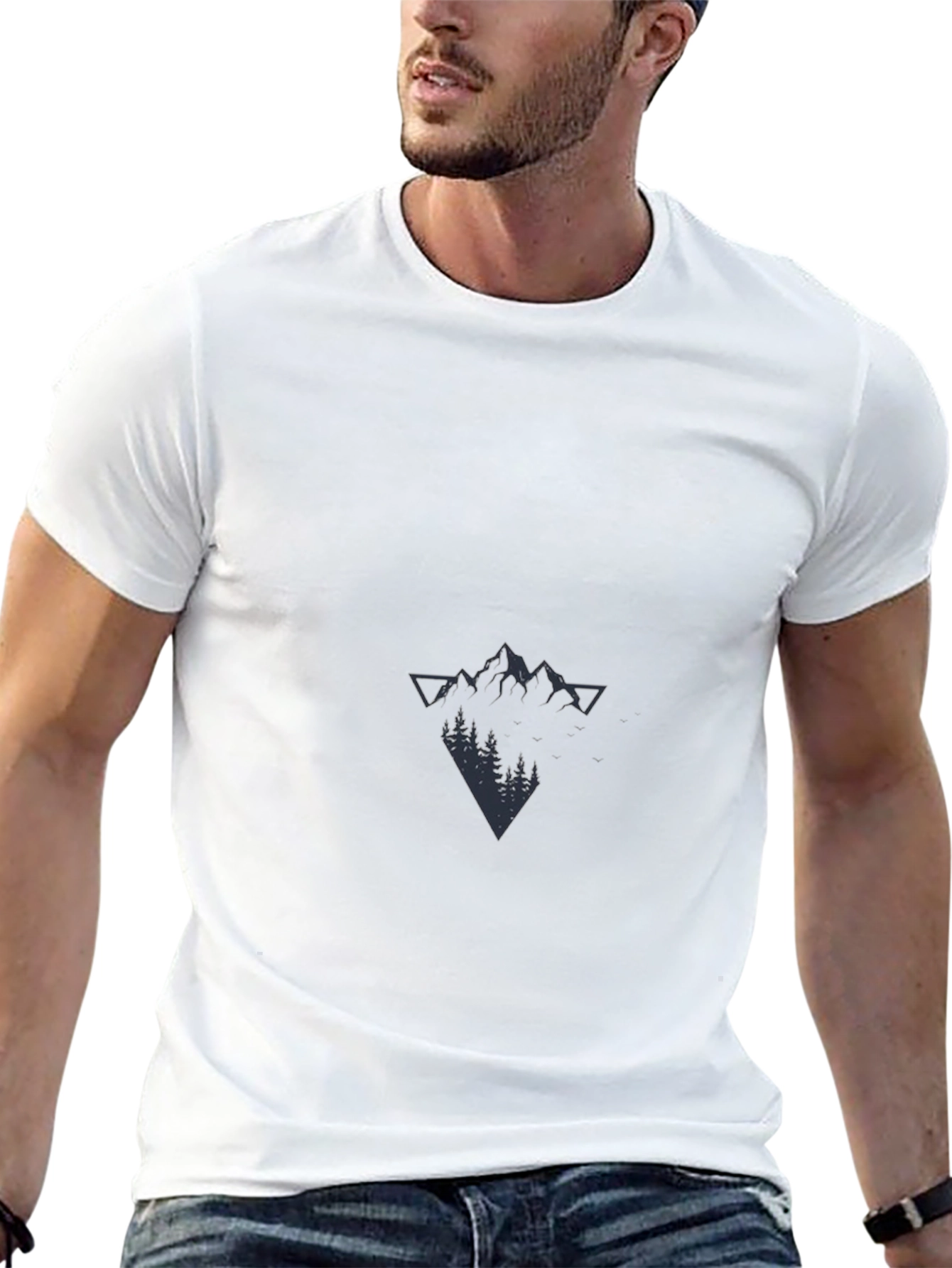 Mens Black Mountain Graphic Tee - Modern & Stylish