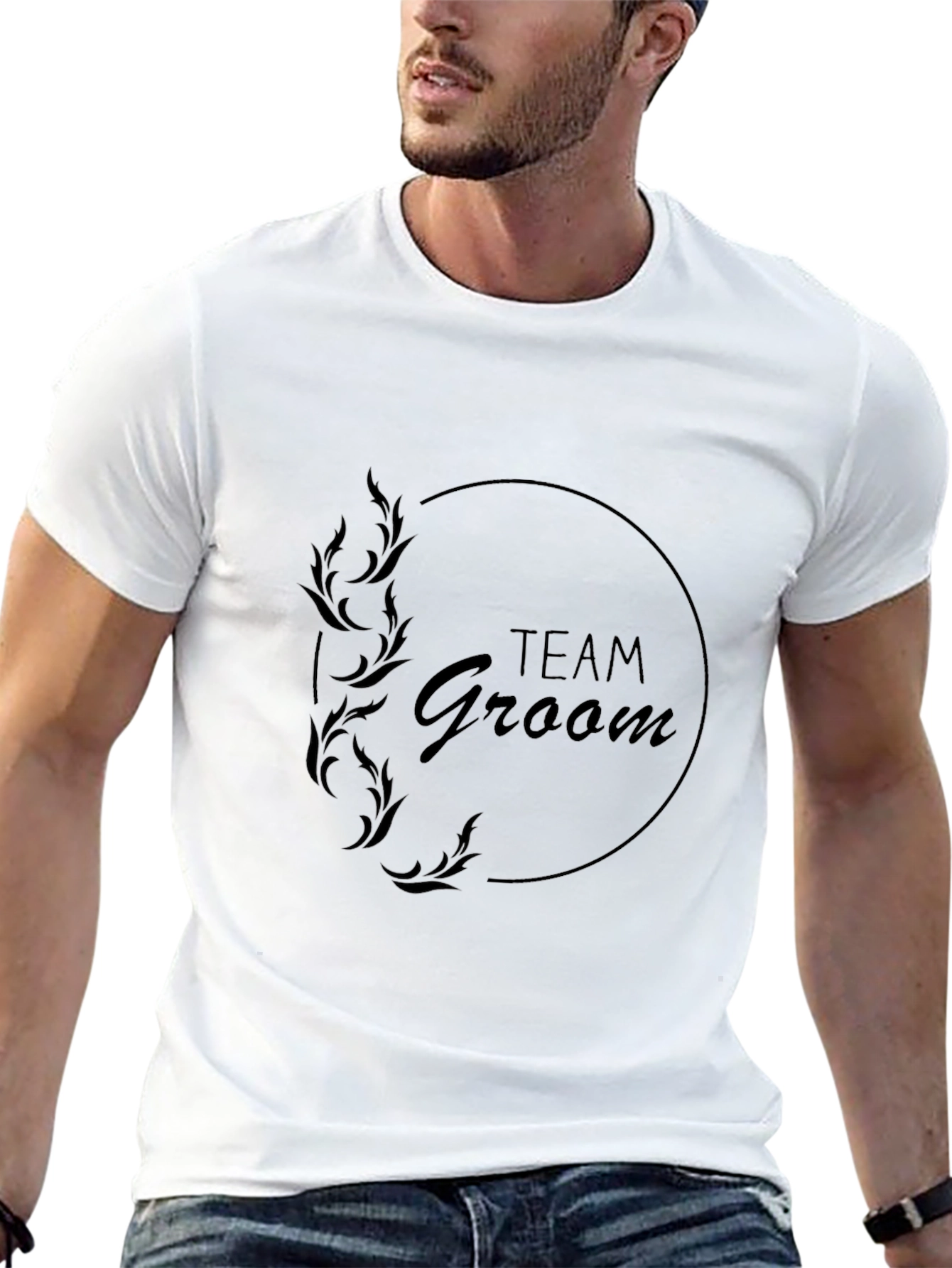 Team Groom Black Crew Neck T-Shirt