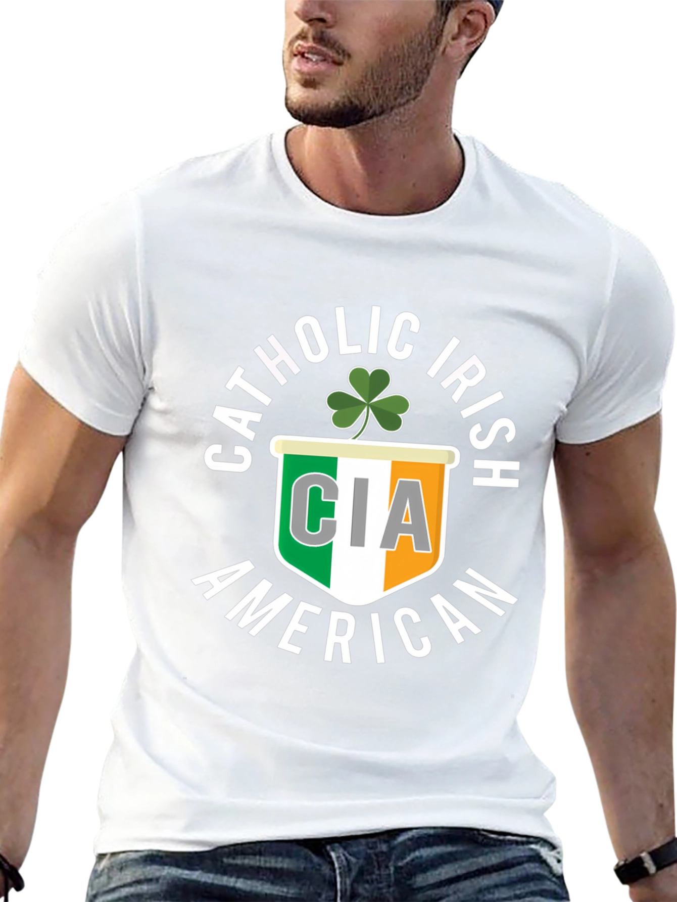Catholic Irish American CIA Shamrock T-Shirt