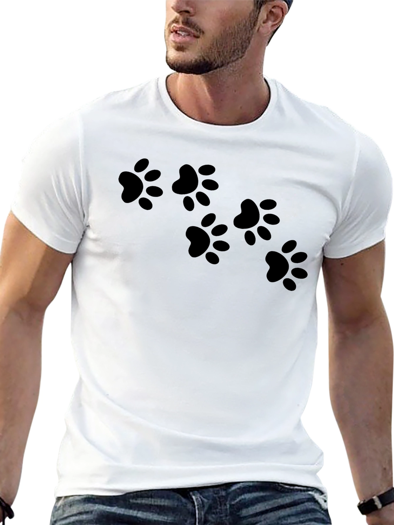 Paw Print Black T-Shirt - Casual & Trendy