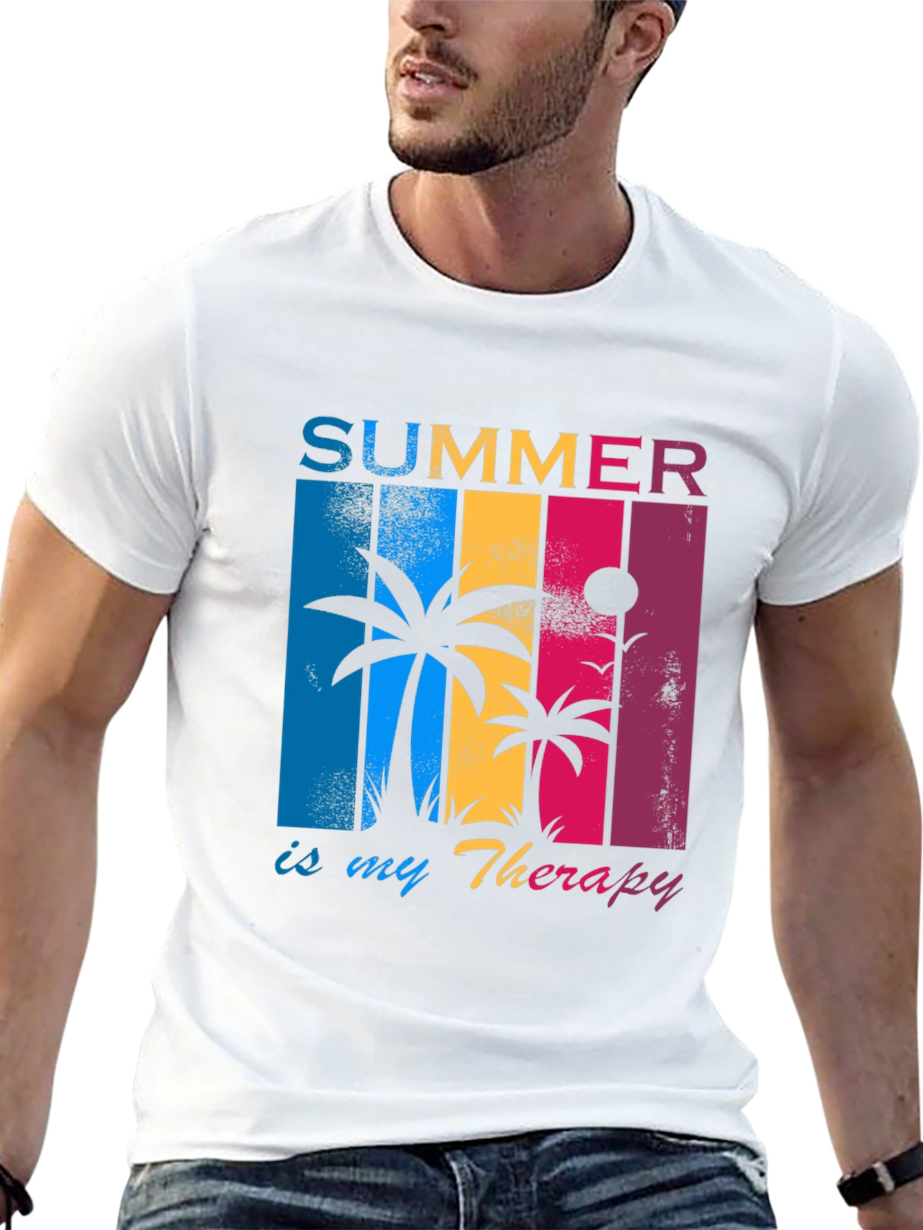 Summer Therapy T-Shirt - Tropical Palm Tree Design