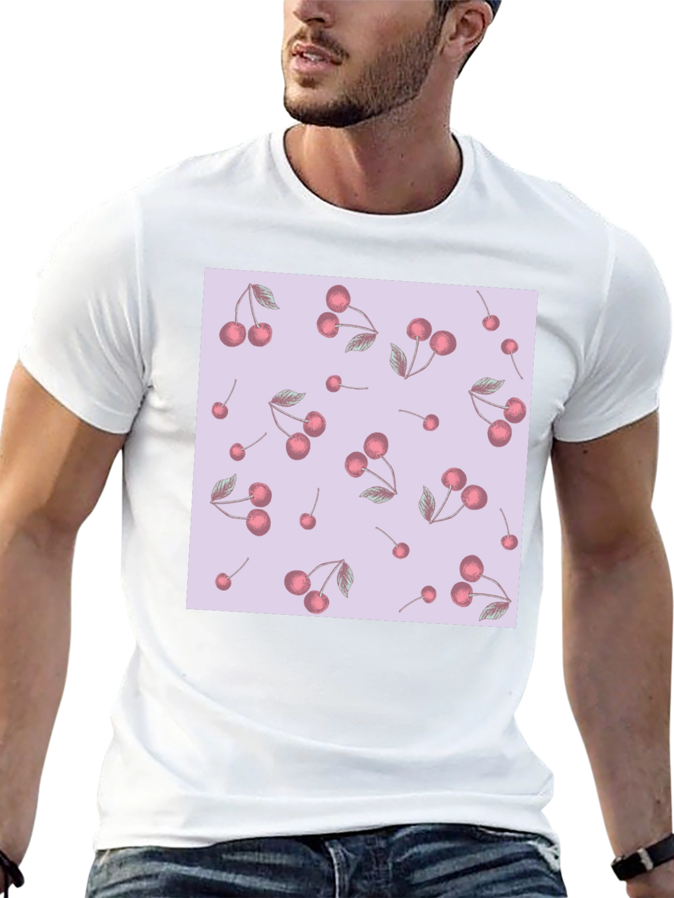 Cherry Pattern Black T-Shirt