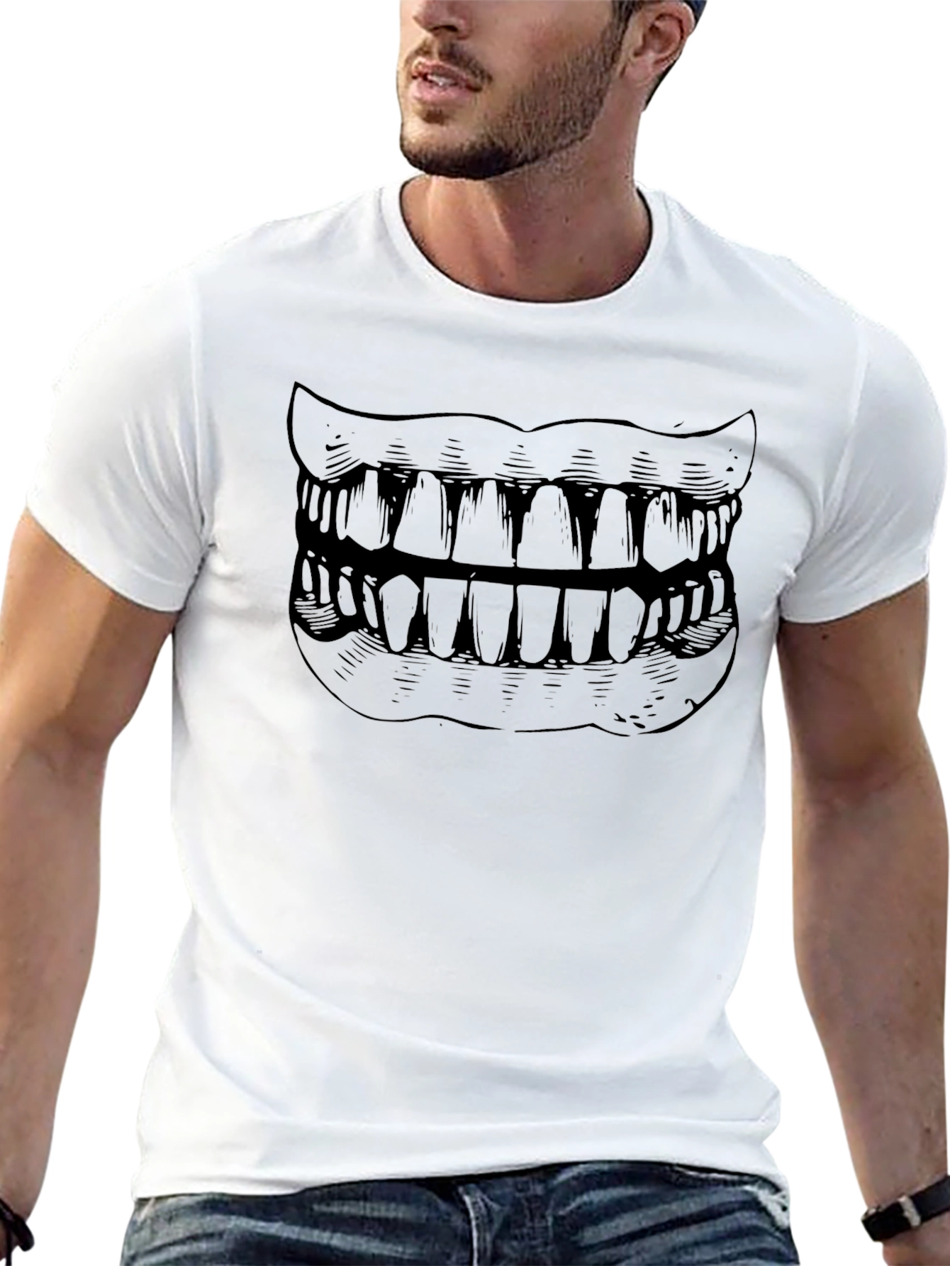 Creepy Grin Graphic Tee - Black Humor Shirt