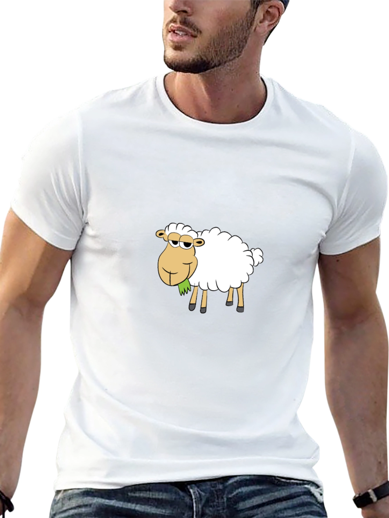 Cool Cartoon Sheep T-Shirt - Black