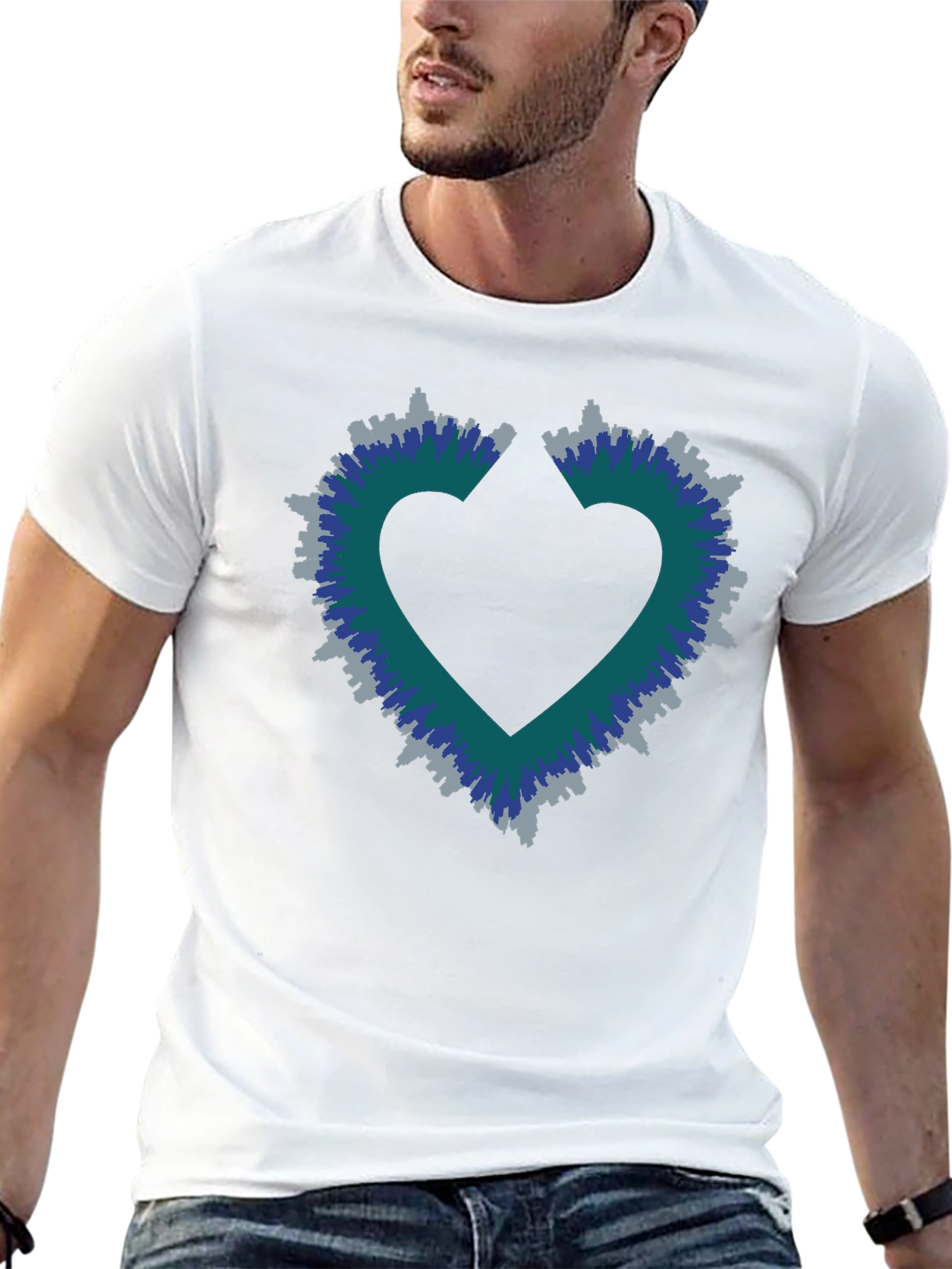 Heart Skyline Mens Black T-Shirt
