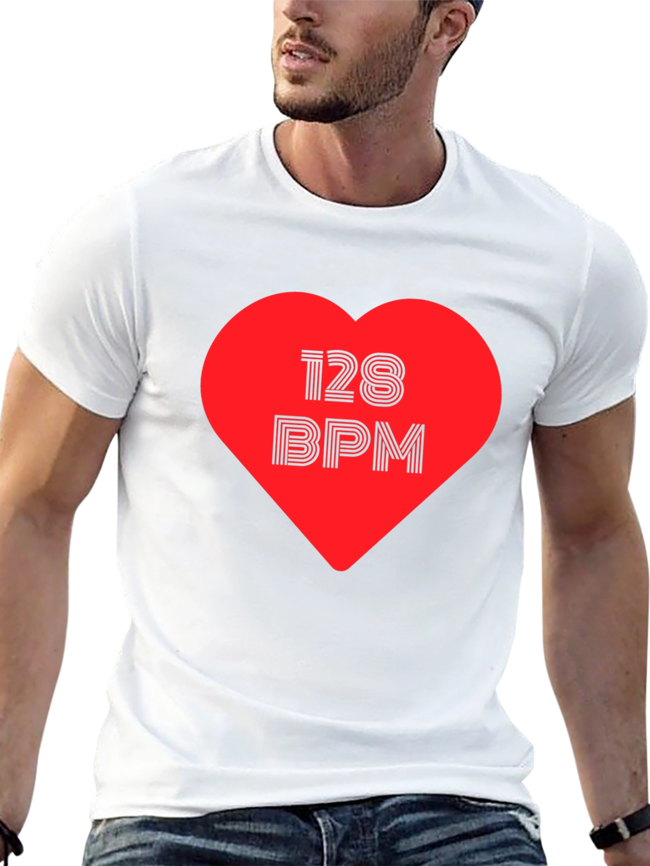128 BPM Heartbeat Graphic Tee - Music Lover T-Shirt
