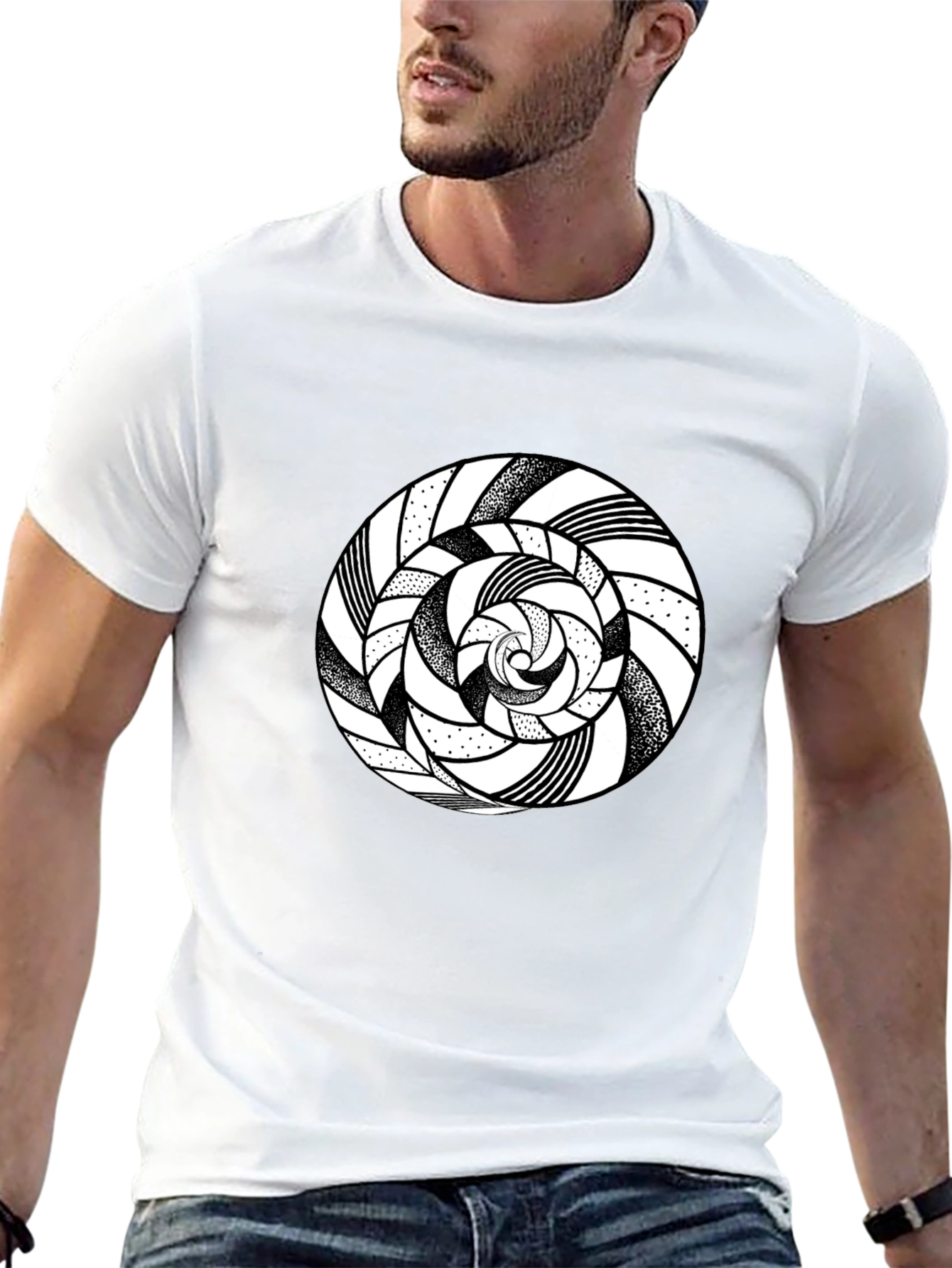 Abstract Circle Graphic Tee - Mens Black T-Shirt